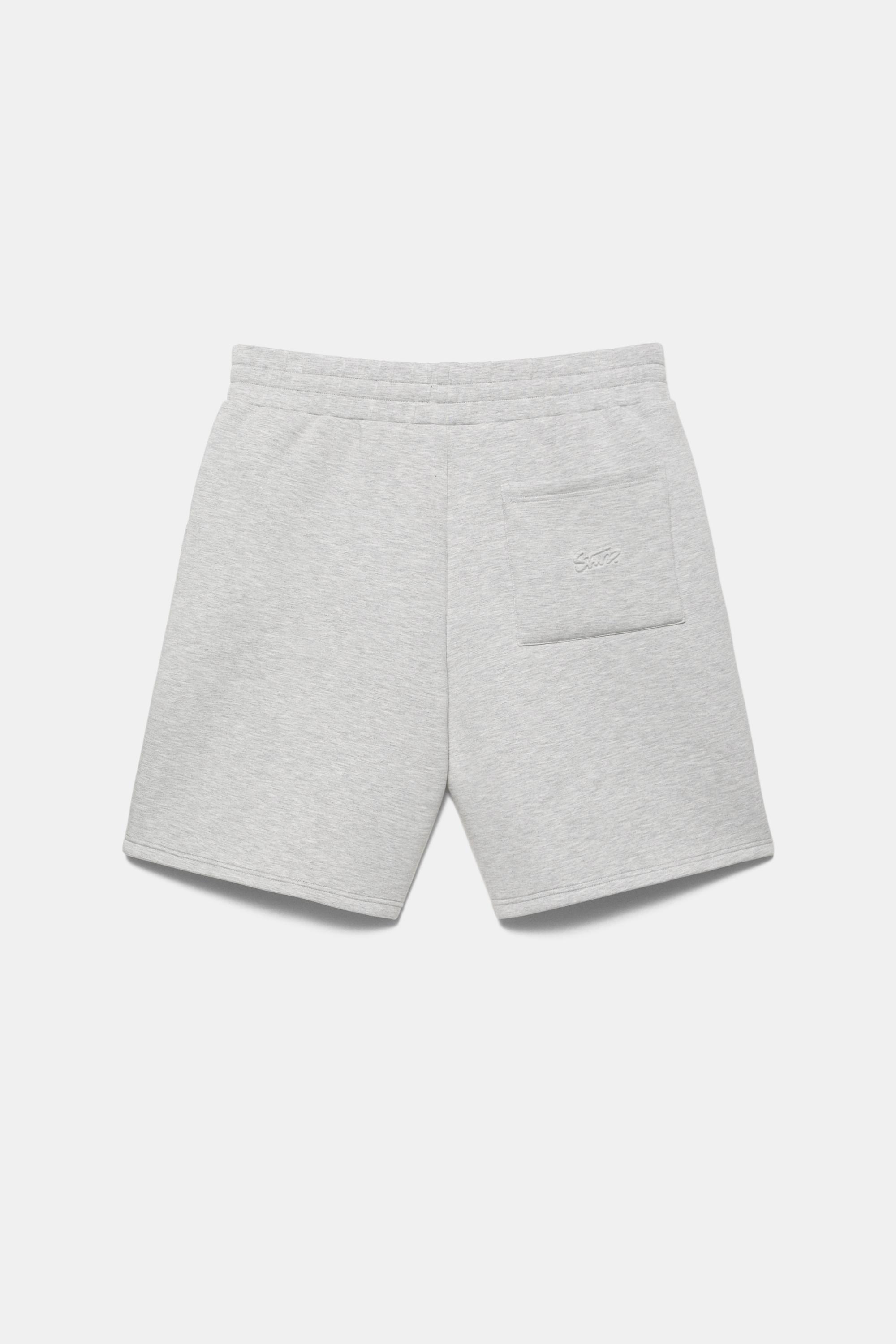 Neoprene-effect jogger Bermuda shorts — Grey marl