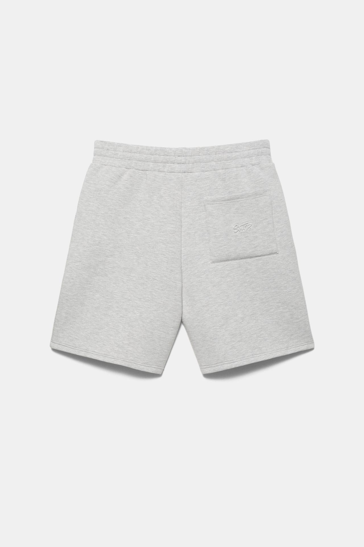 Neoprene-effect jogger Bermuda shorts — Grey marl