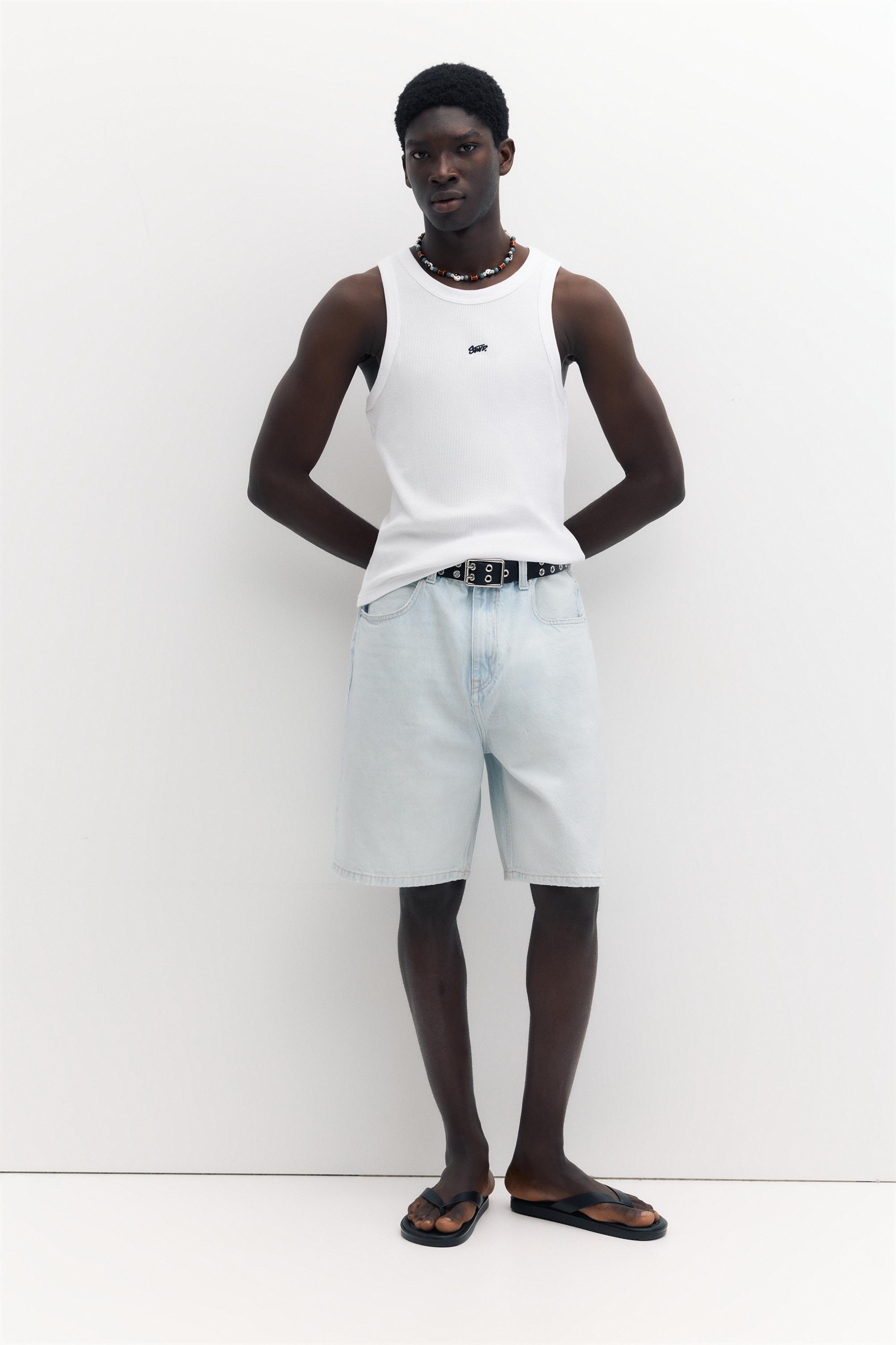 STWD waffle-knit vest — White