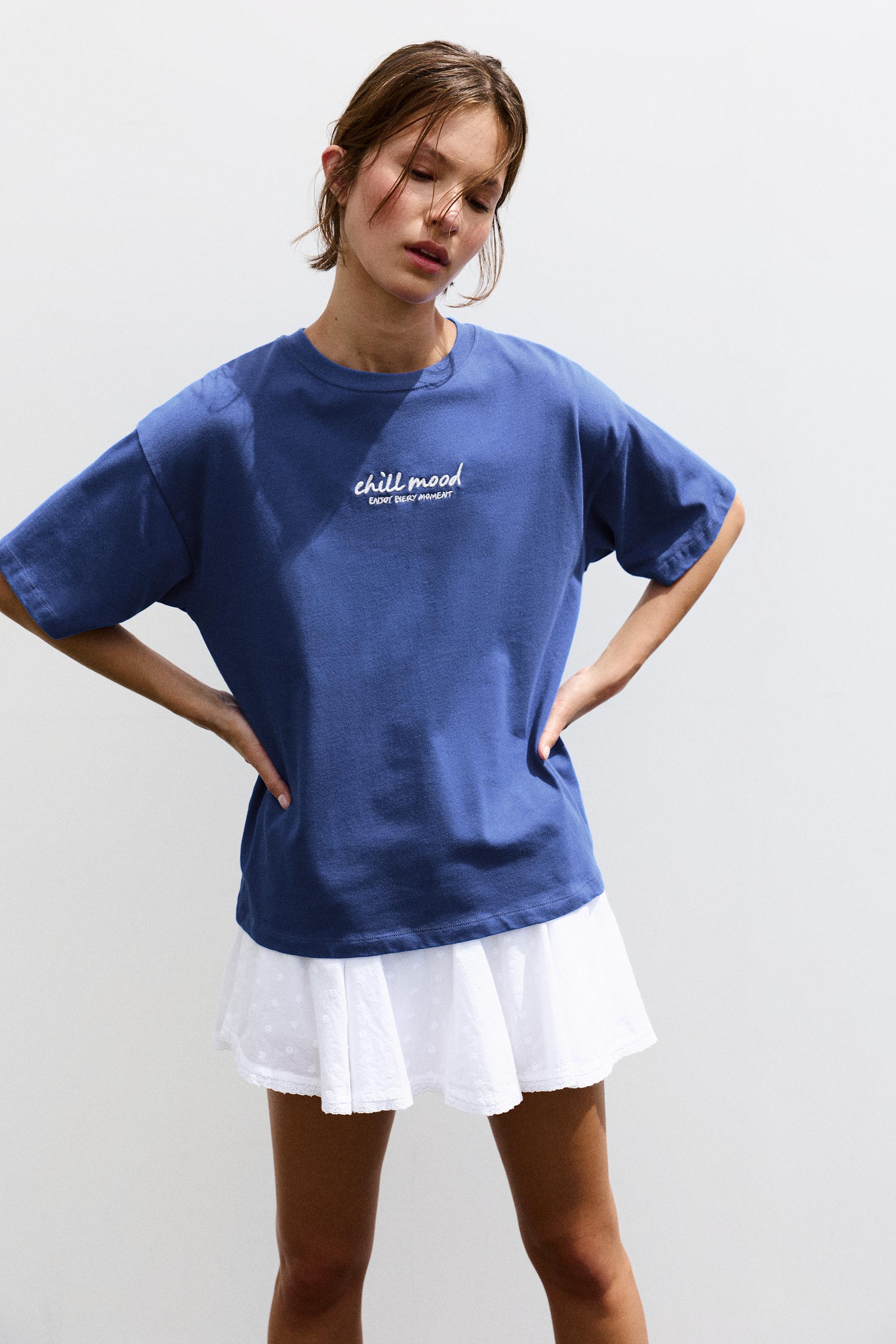 Oversize palm tree graphic T-shirt — Ink blue