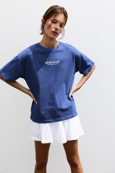 Oversize palm tree graphic T-shirt — Ink blue 1