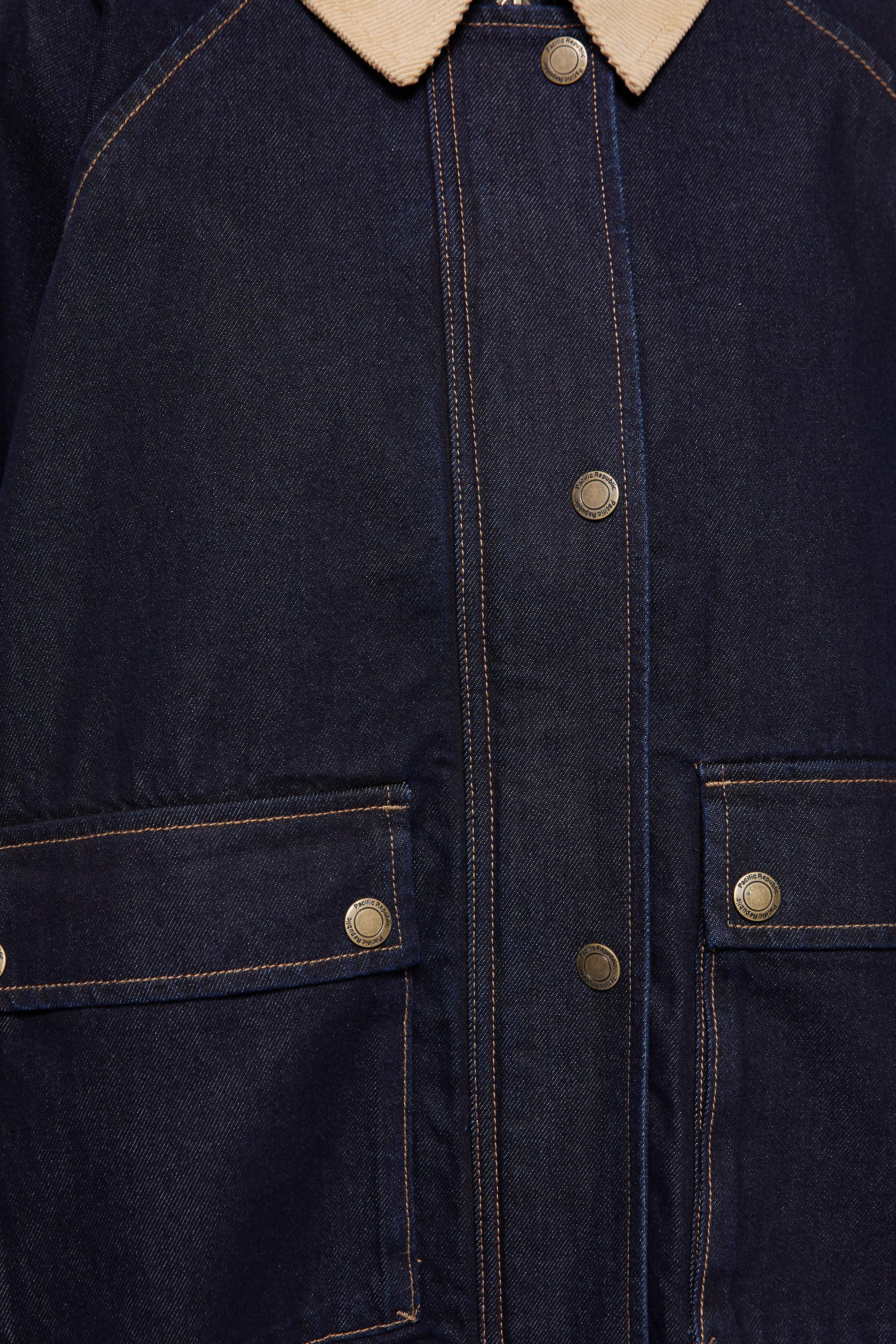 Contrast collar denim jacket — Dark navy
