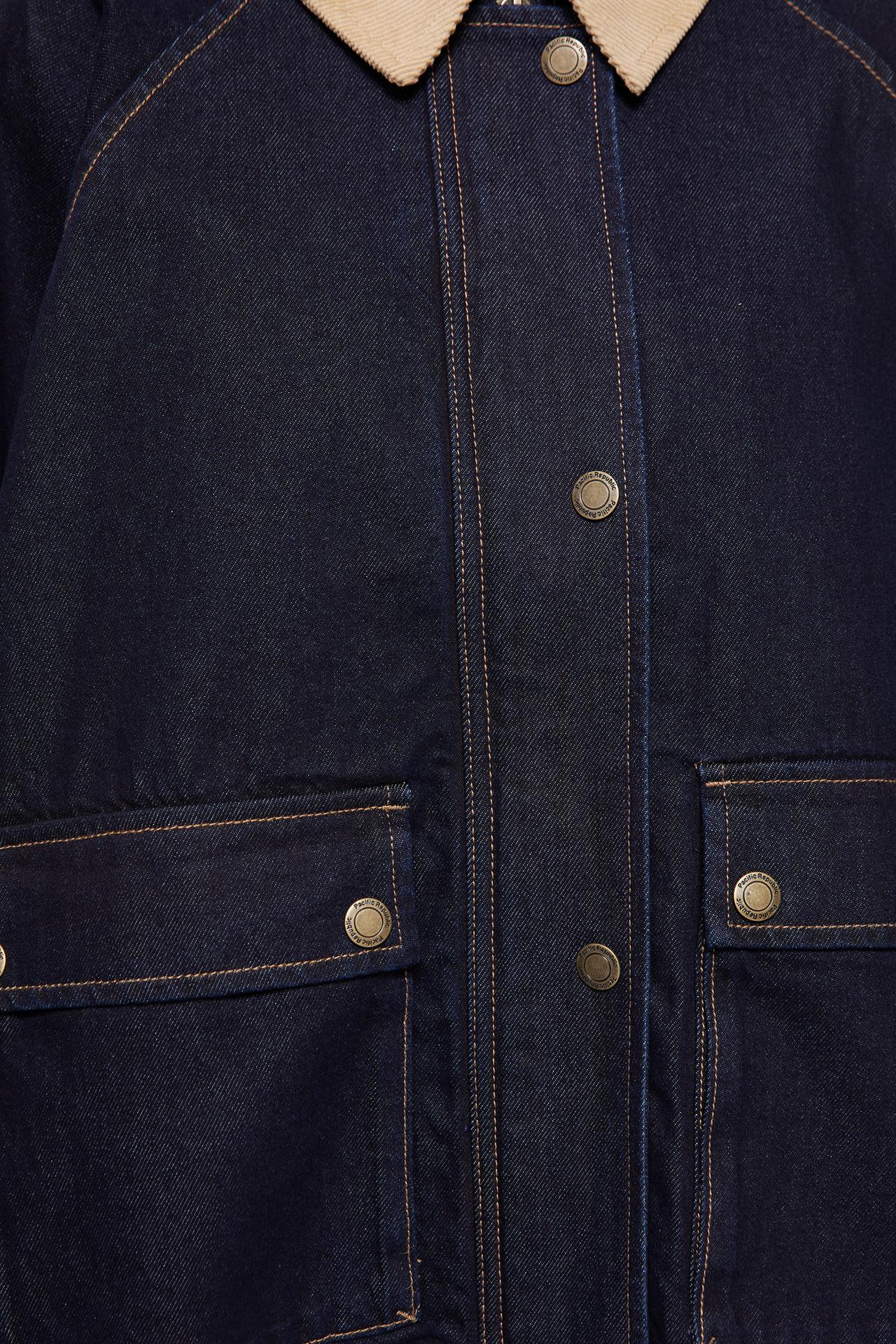 Contrast collar denim jacket — Dark navy