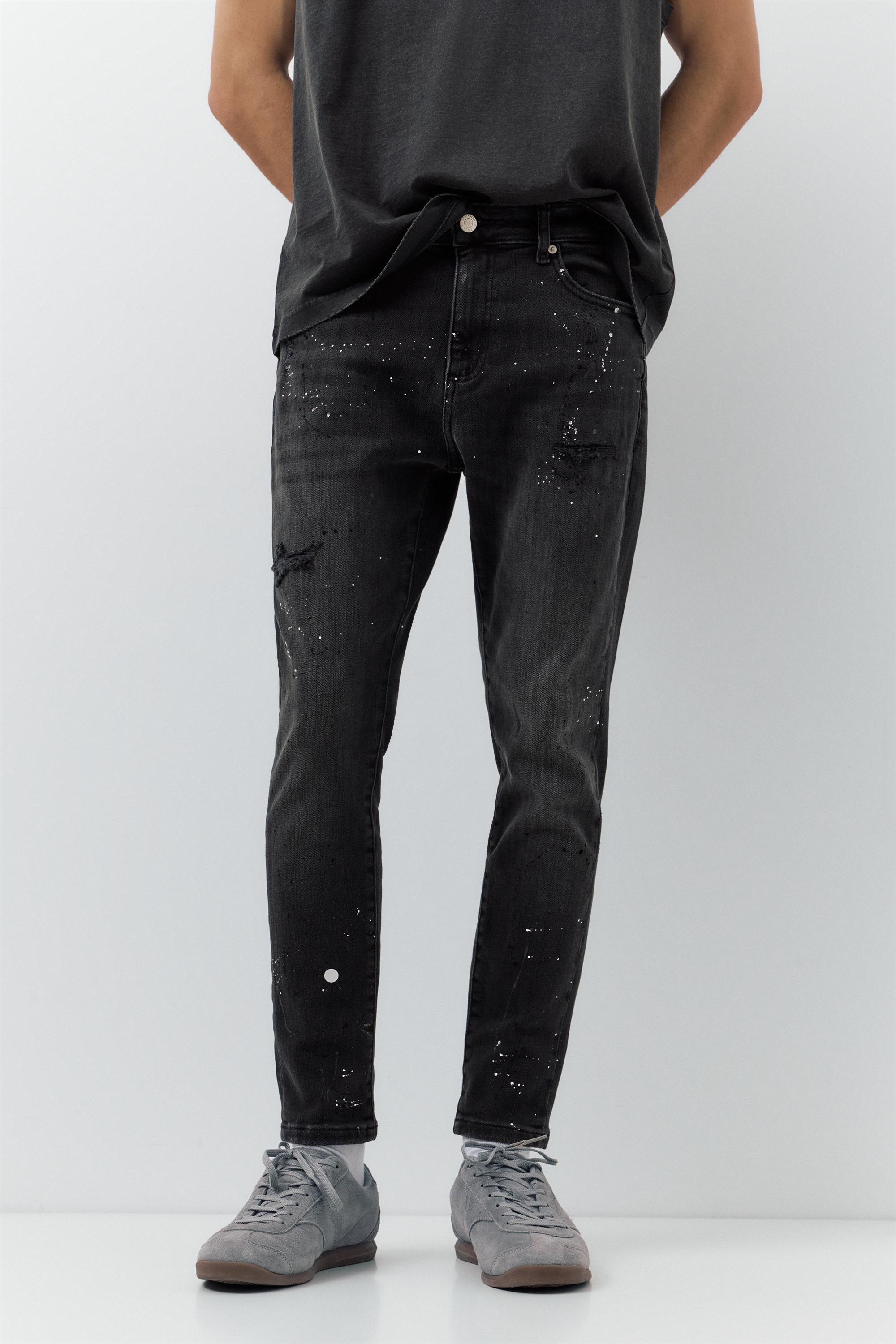 Ripped skinny jeans — Faded black