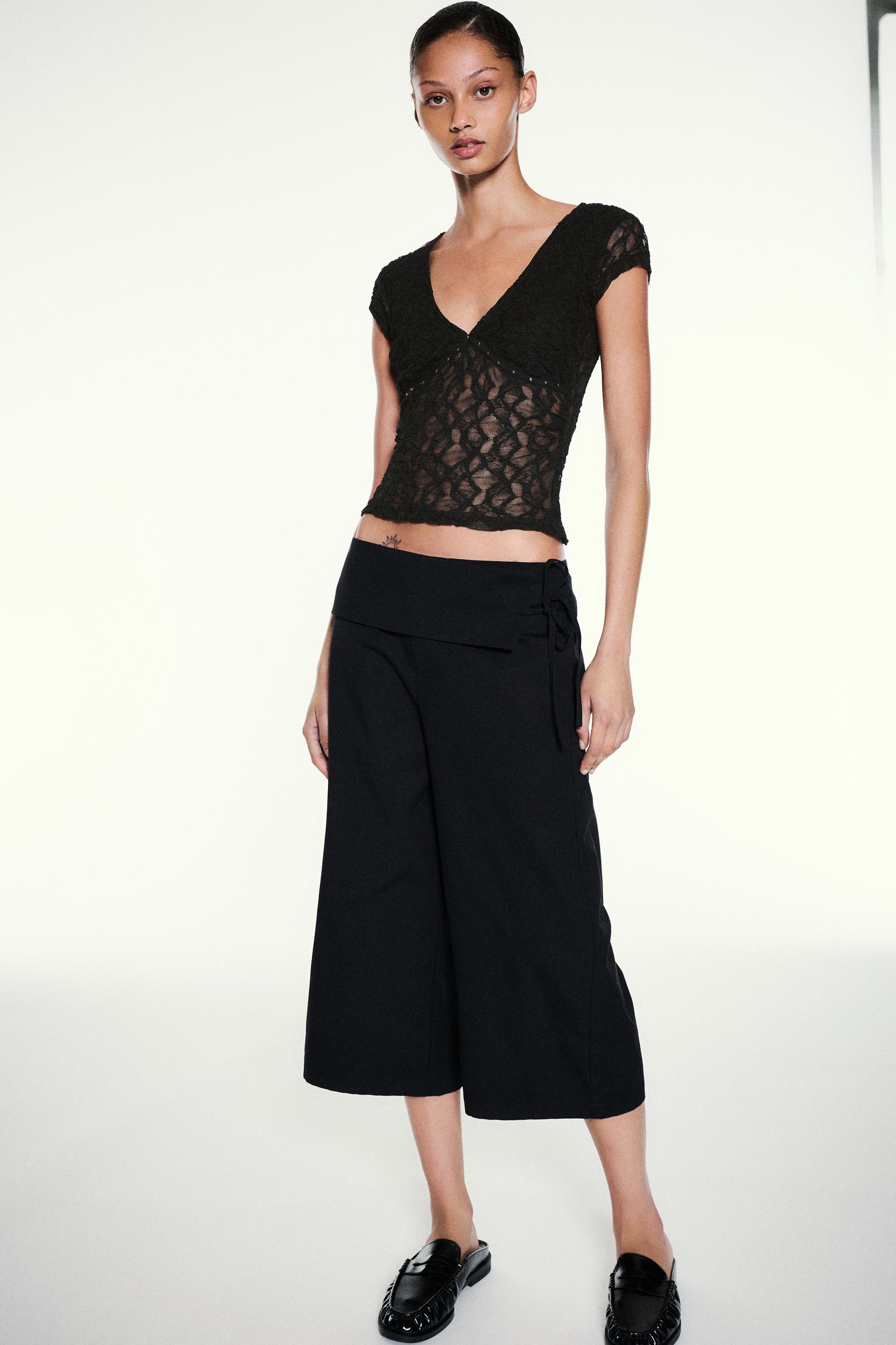 Studded lace T-shirt — Black