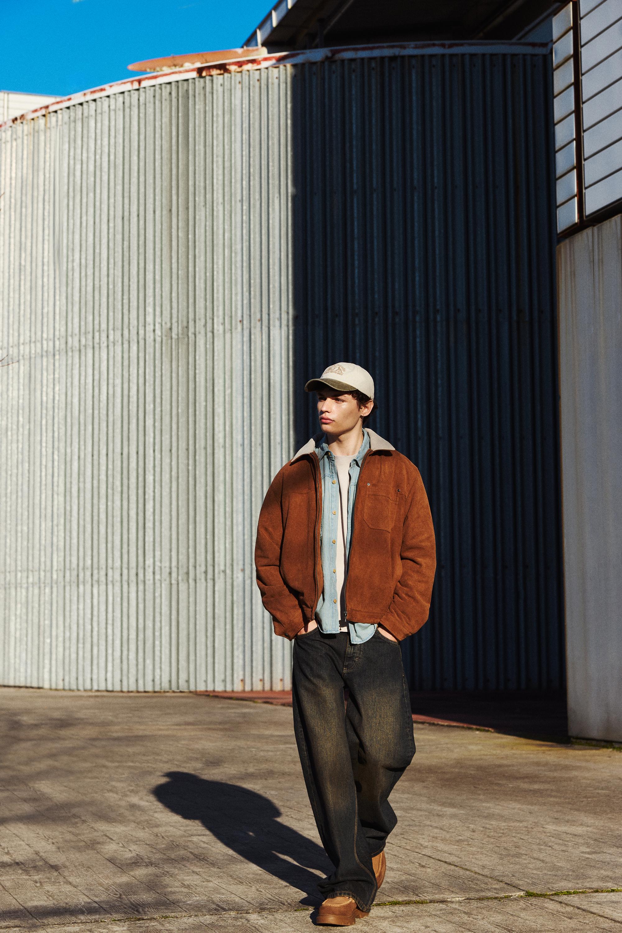 Kontrast yakalı suni süet ceket - Görsel 23