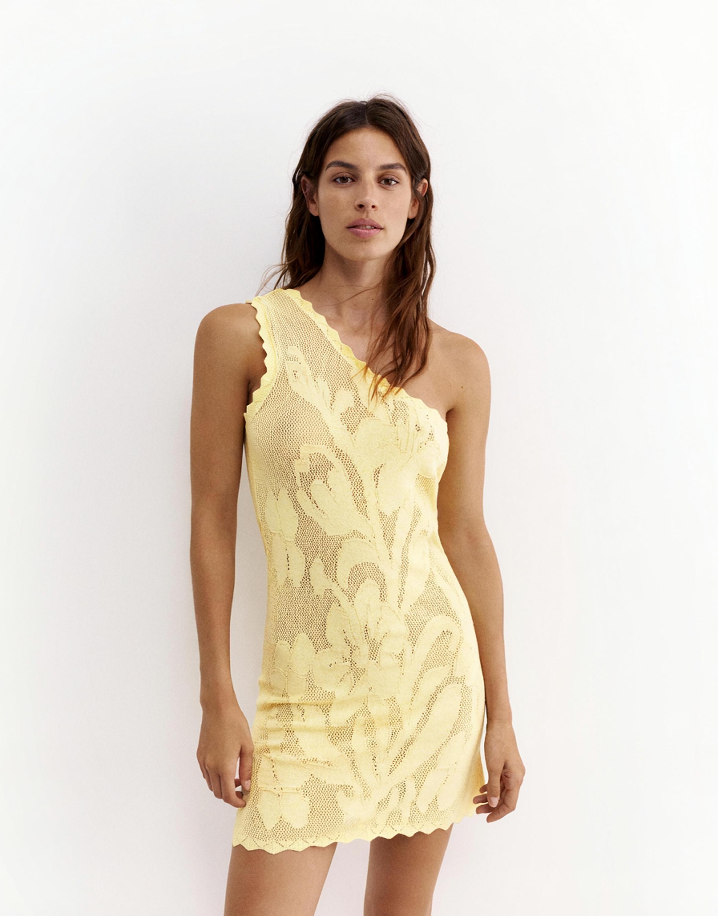 Yellow crochet mini dress — Yellow