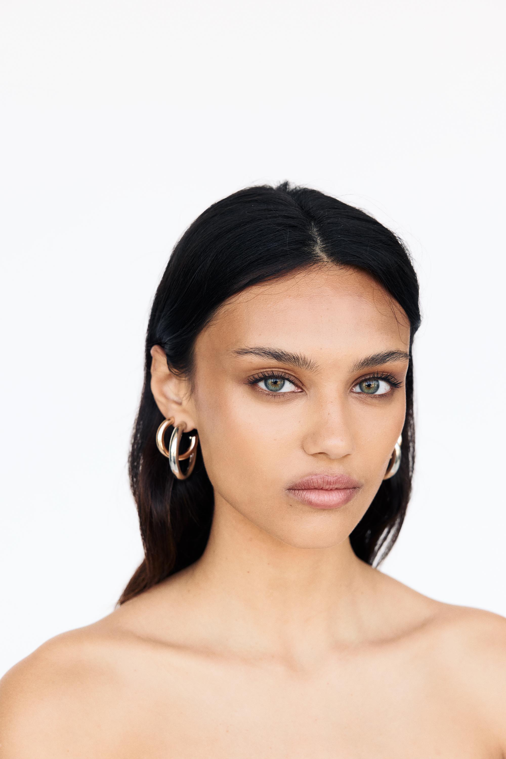 Pack of 6 pairs of hoop earrings — Gold