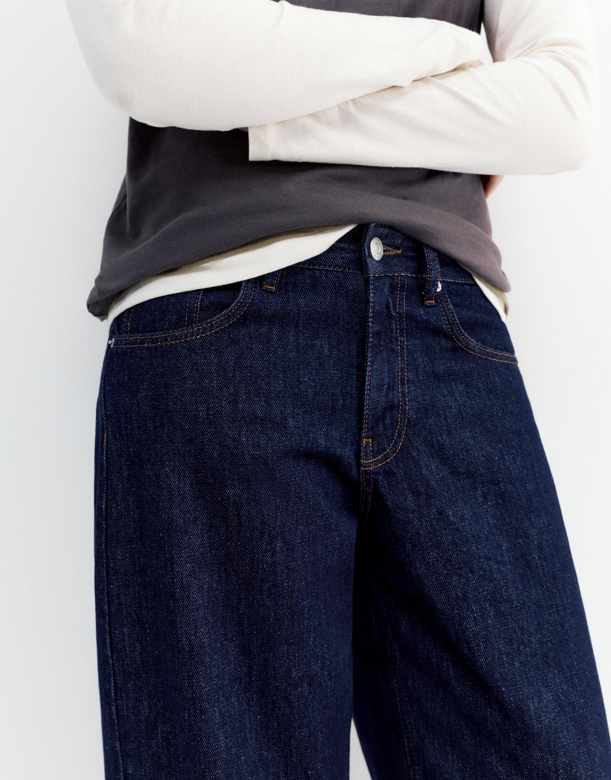 Low-rise barrel jeans — Navy