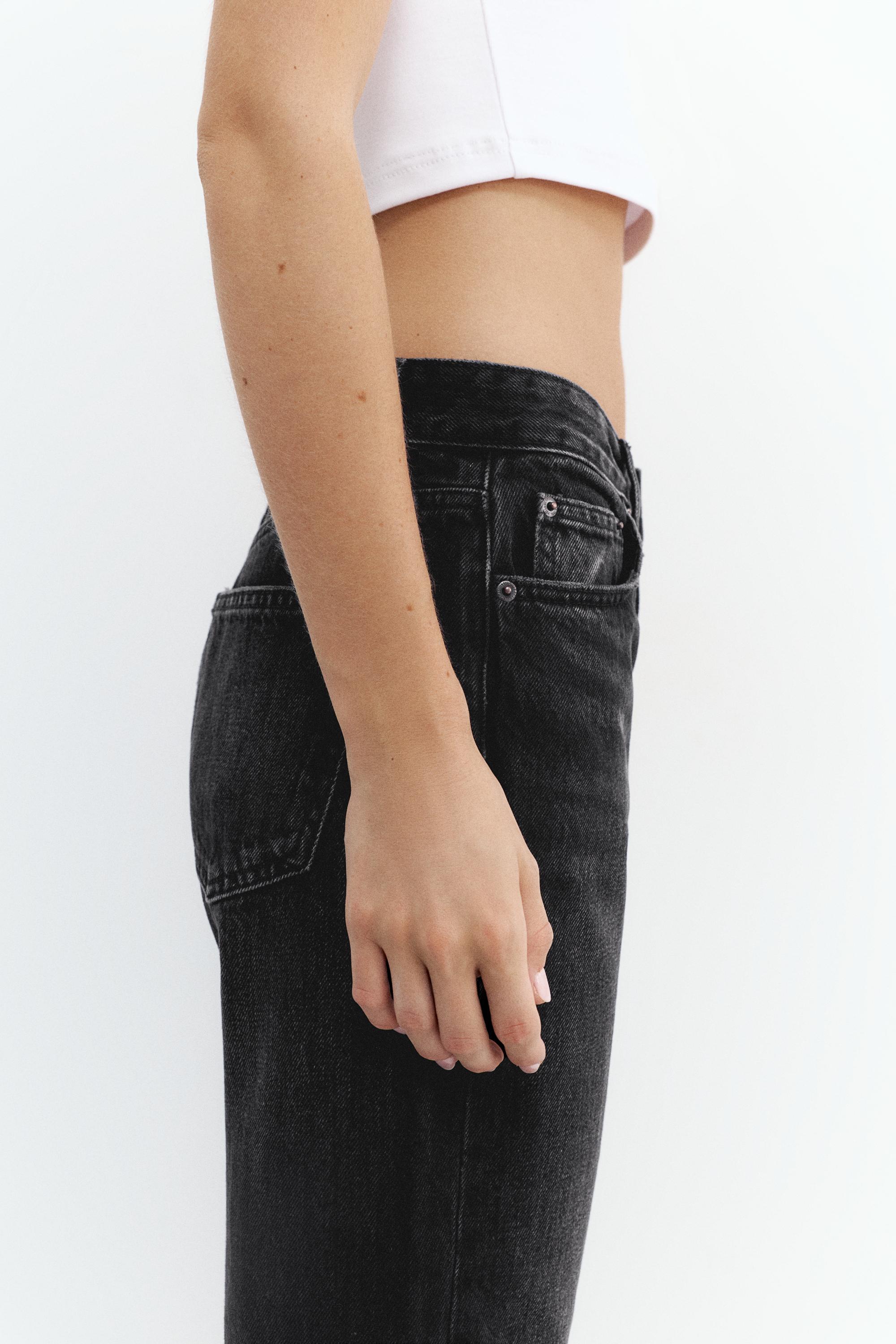 Mid-waist straight-leg jeans — Charcoal
