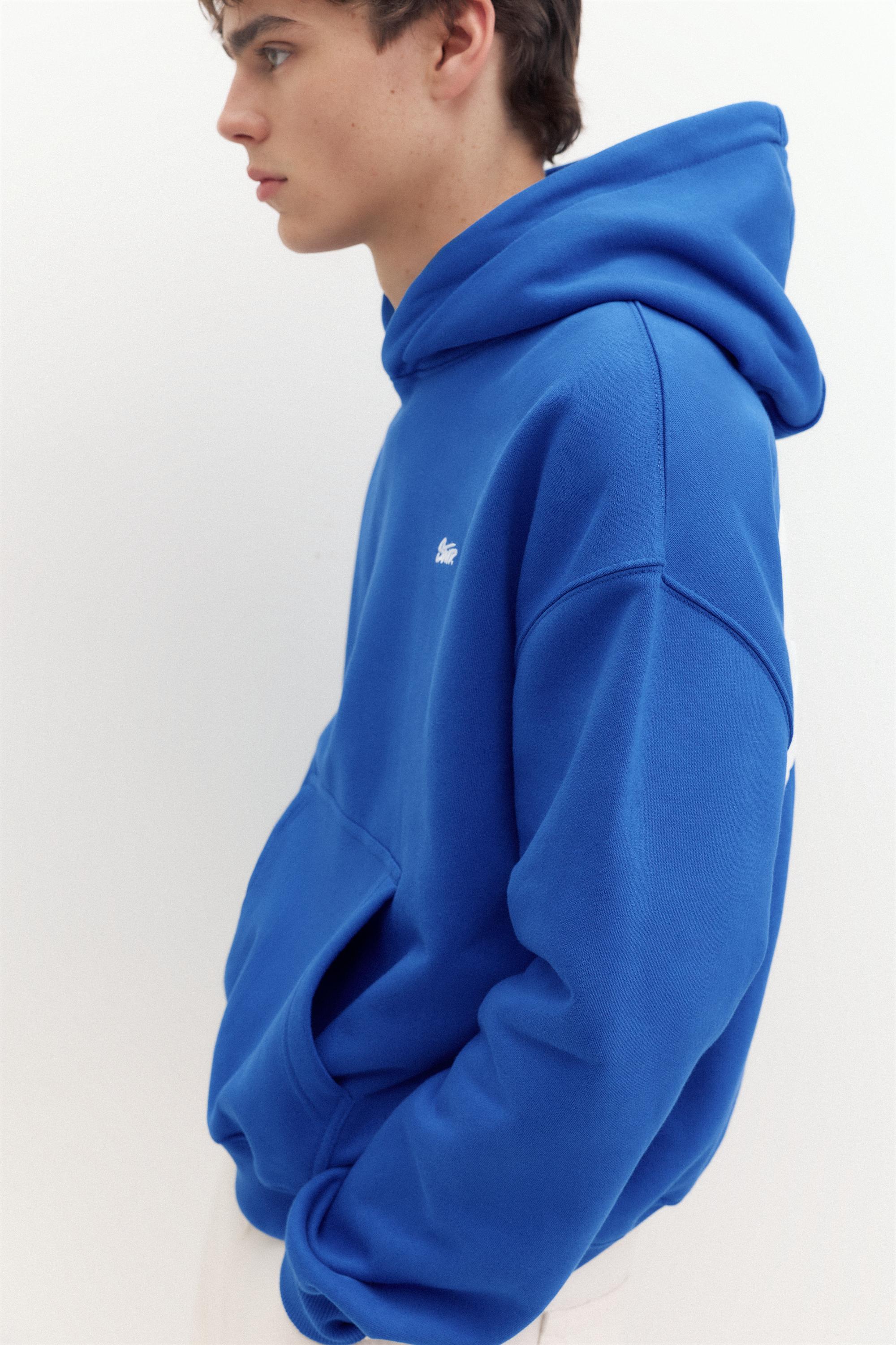STWD logo boxy hoodie — Deep blue