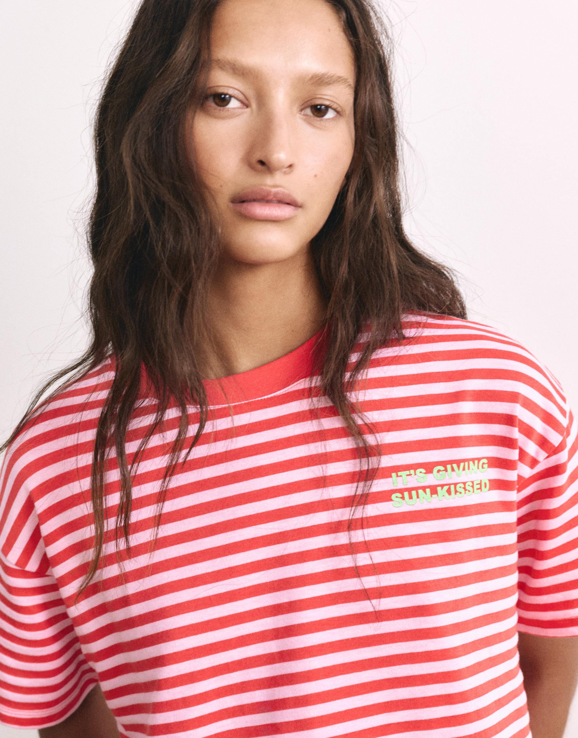 Striped T-shirt with text — 0-964