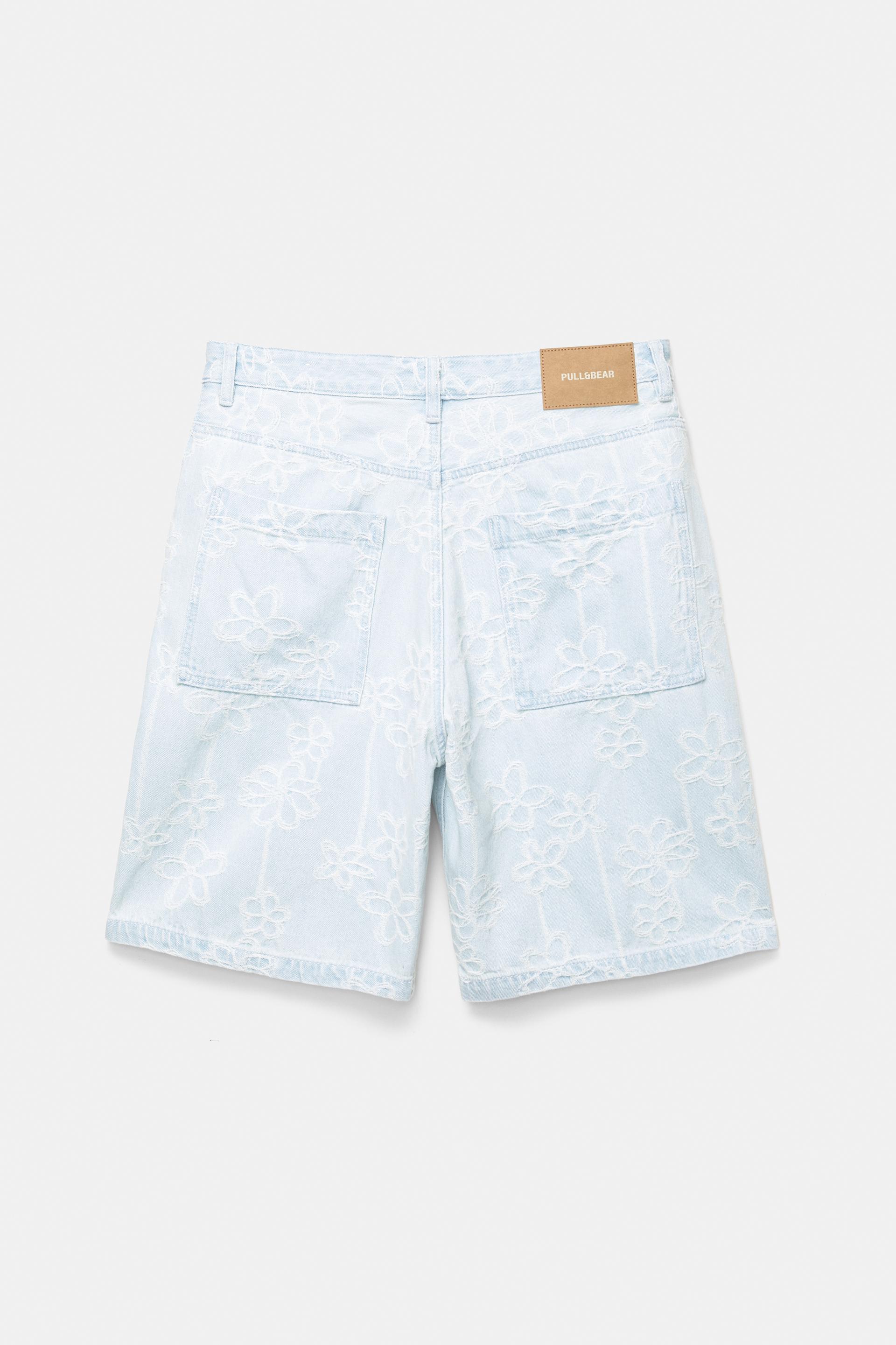 Floral baggy denim Bermuda shorts PULL&BEAR - Main Image