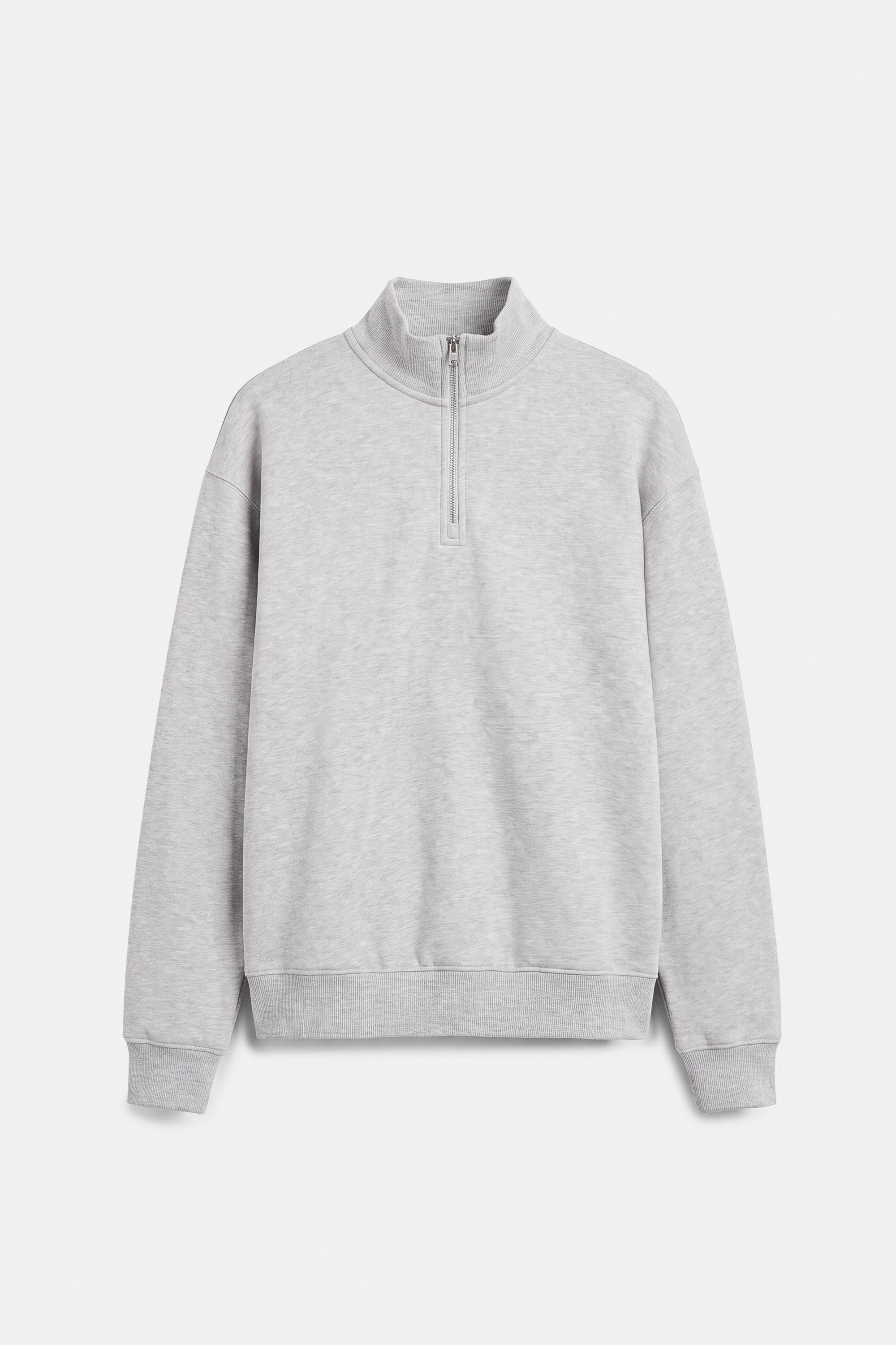 Quarter-zip sweatshirt — Grey marl