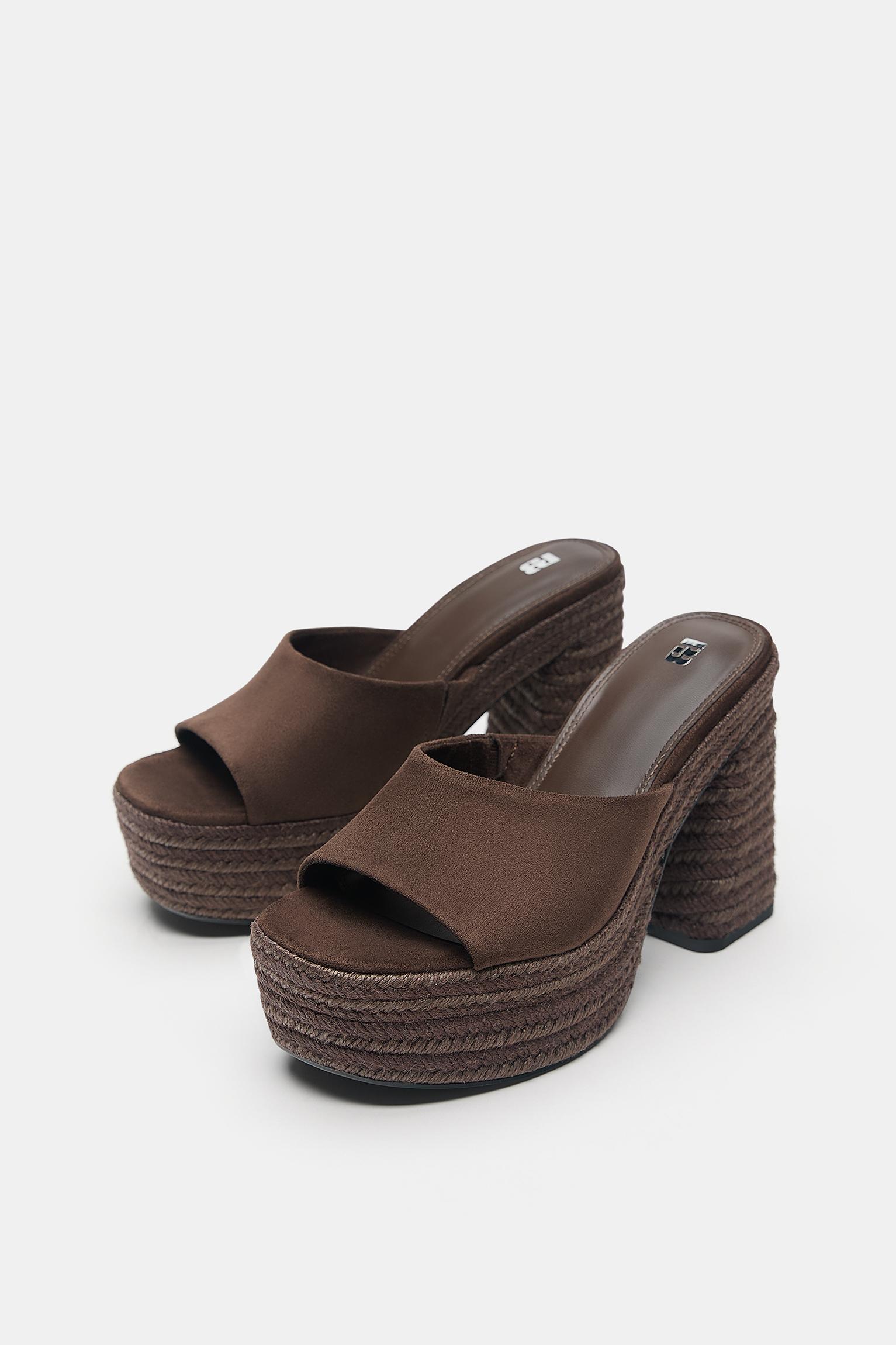 Jute platform clogs — Brown