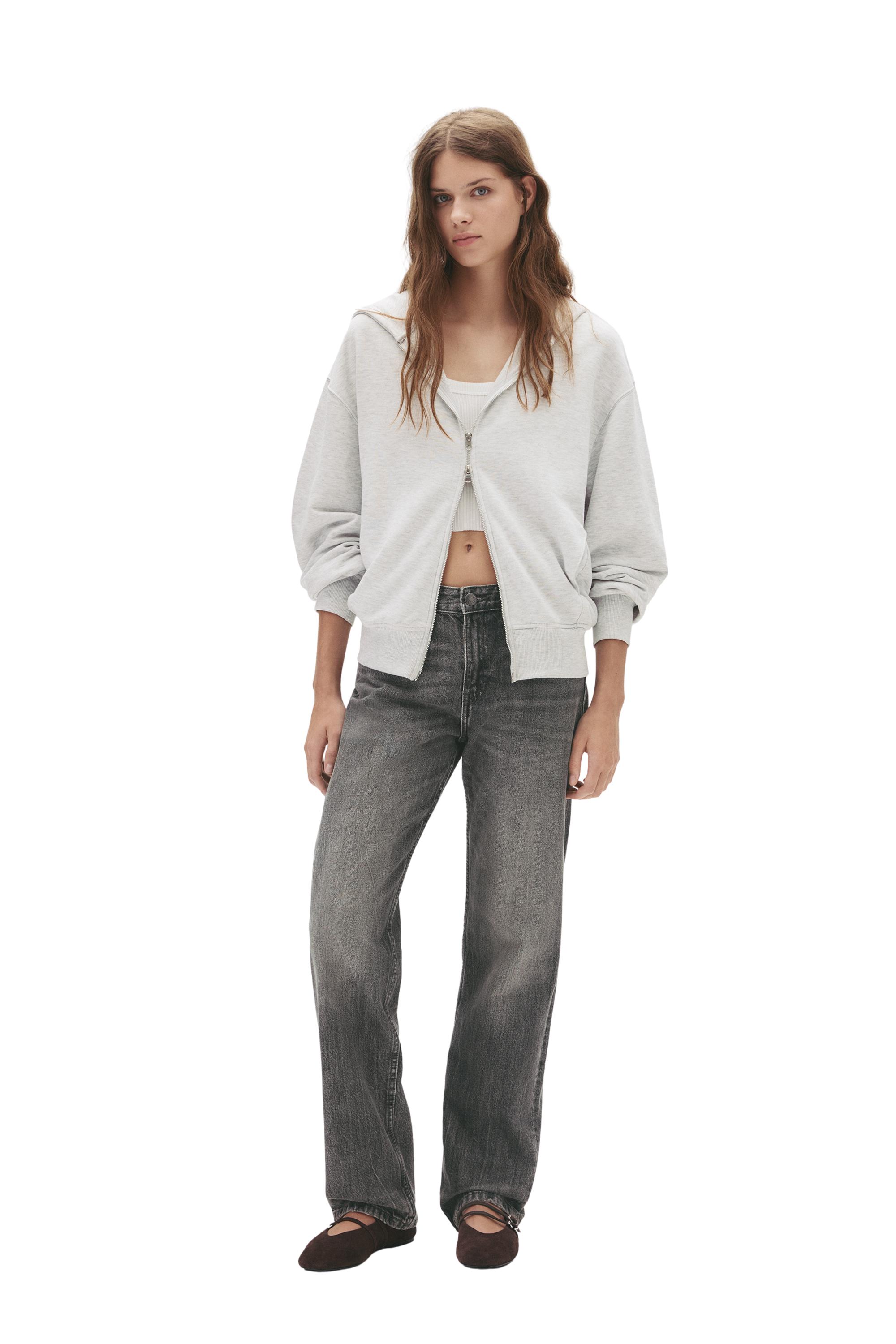 Mid-waist straight-leg jeans — Anthracite grey