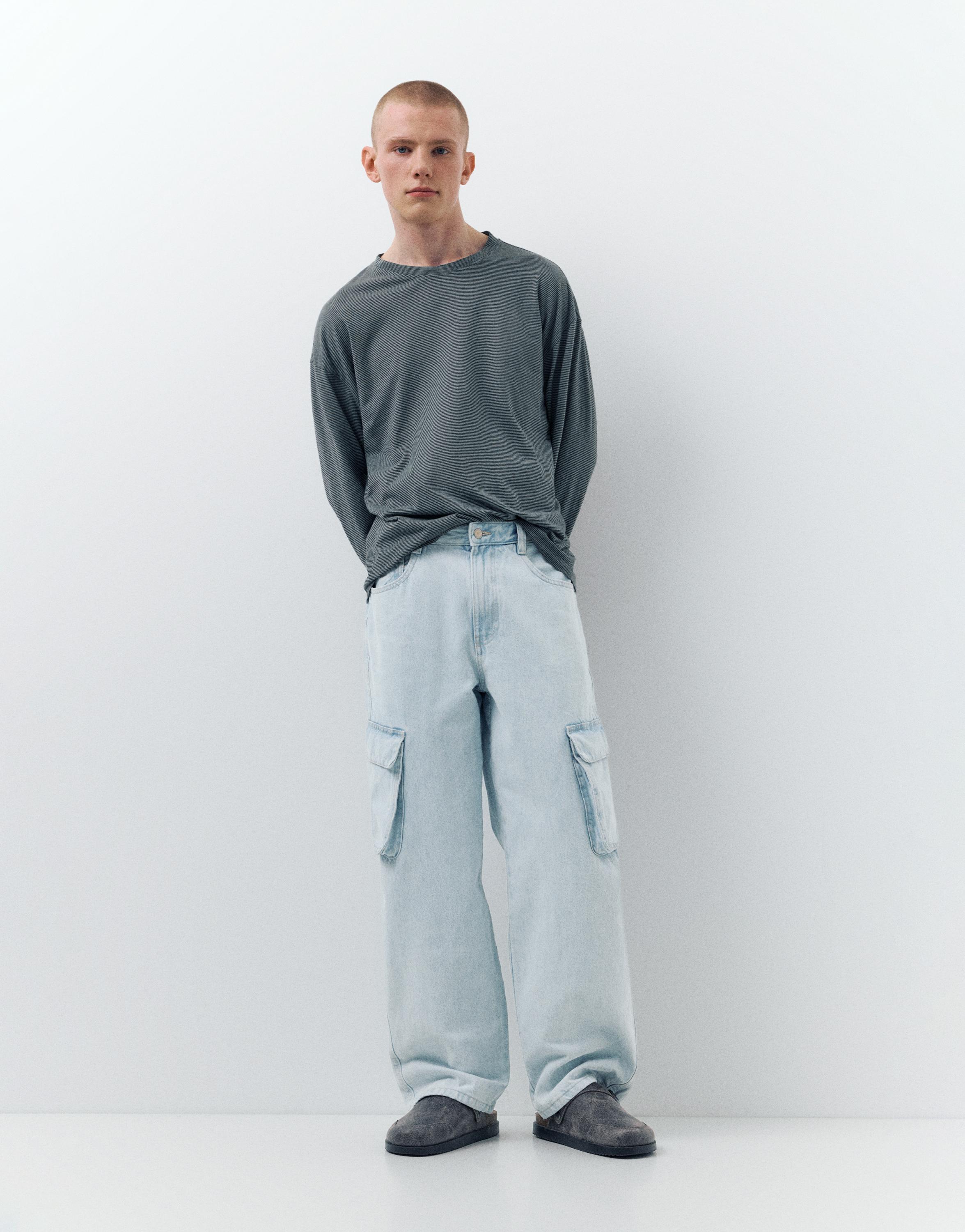 Baggy cargo jeans — Pale blue