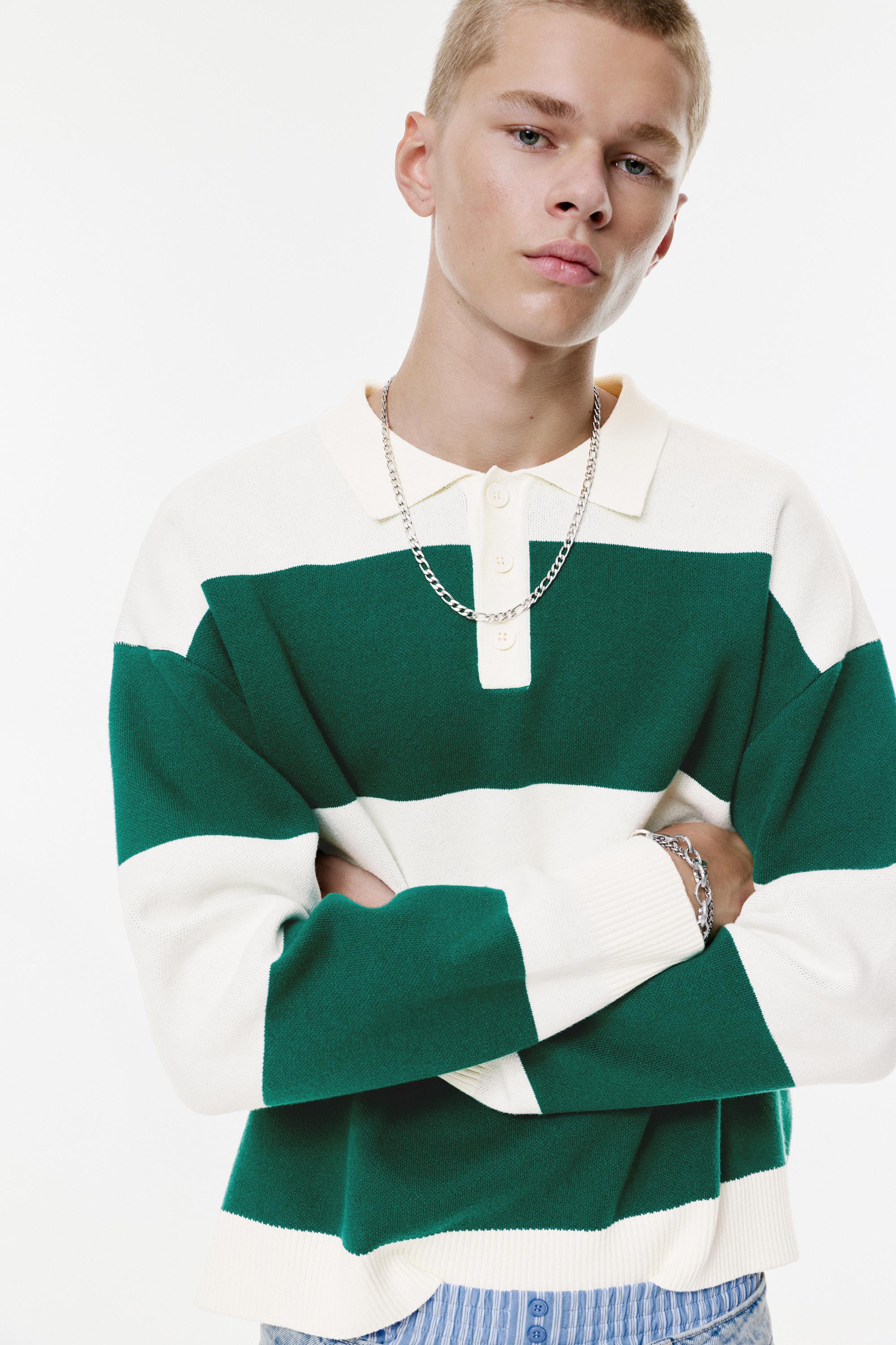 Gestreiftes Langarm-Poloshirt