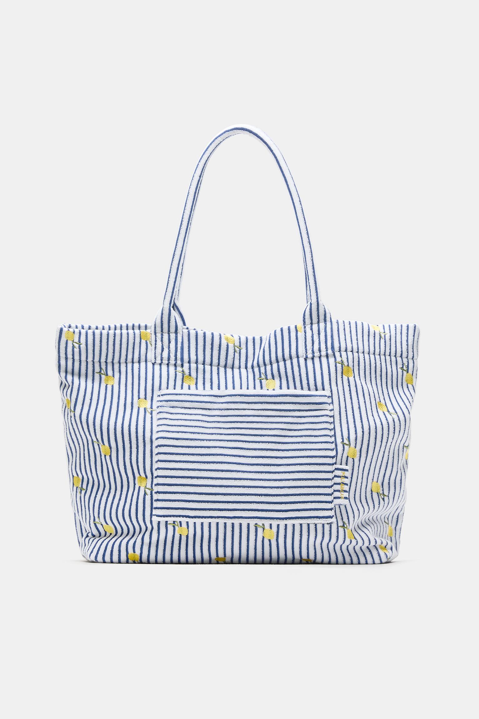 Striped towel shopper bag — Blue