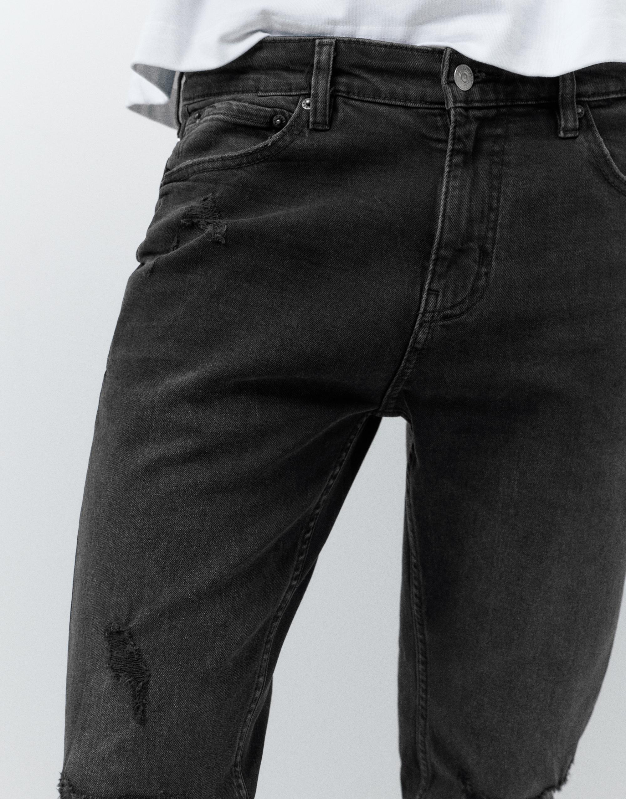 Ripped skinny jeans — Faded black