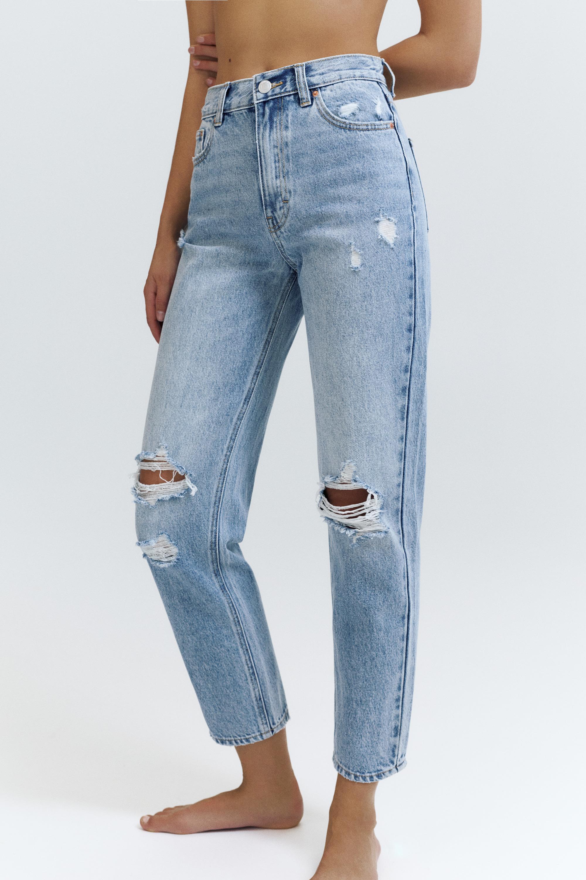 Ripped mom fit jeans — Indigo