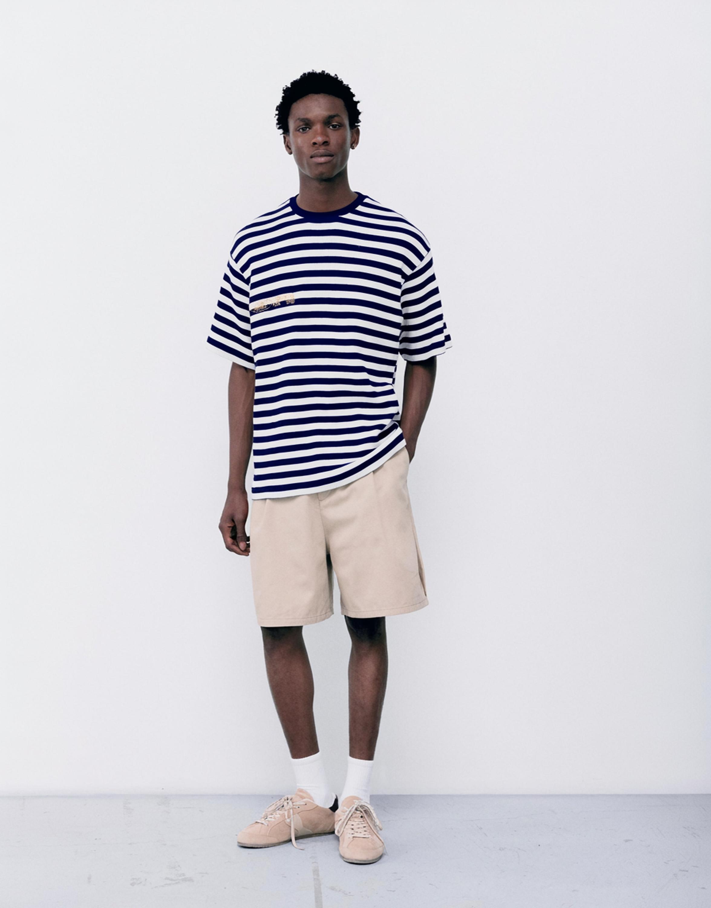 Regular fit striped T-shirt — Blue/White