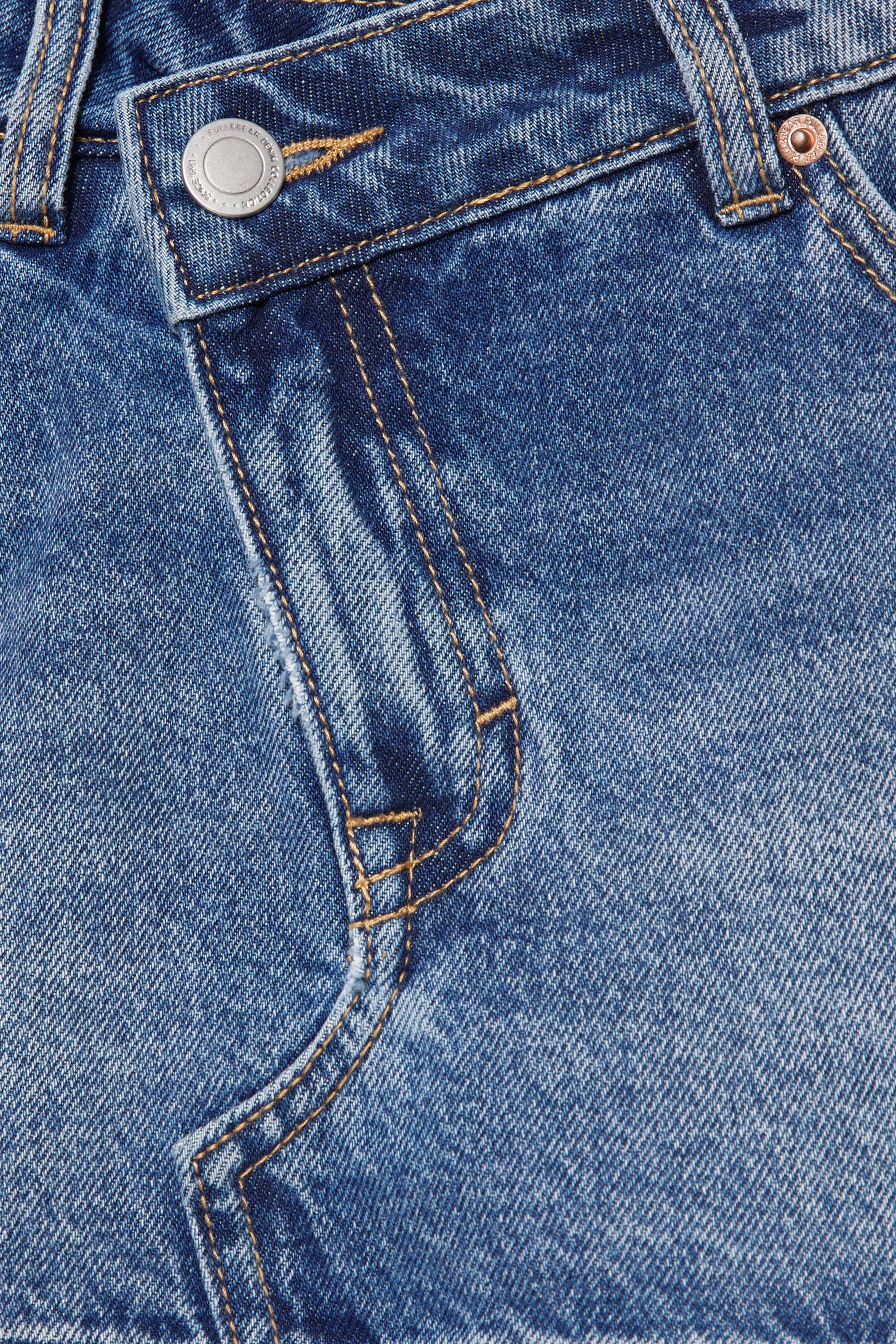 Cross-waist denim skort — Medium blue