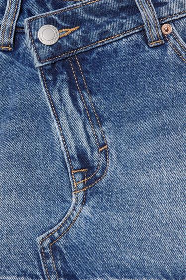 Cross-waist denim skort — Medium blue 9