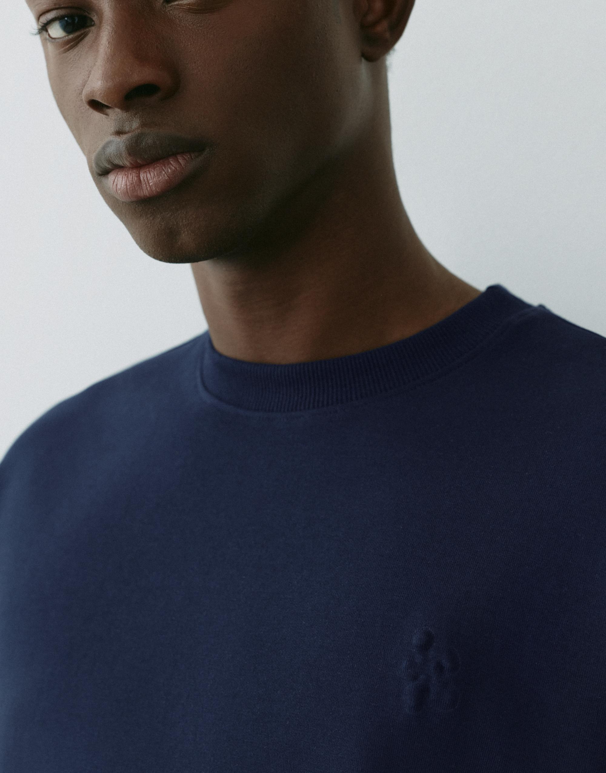Short sleeve raised graphic sweatshirt — Navy