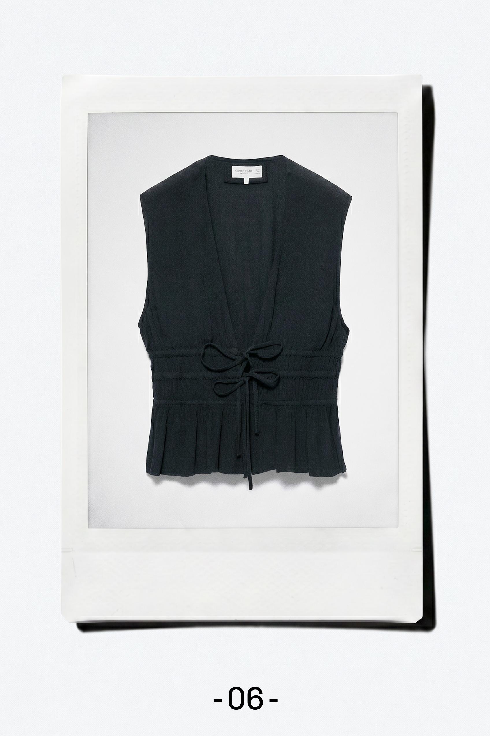 Crepe top with ties — Black