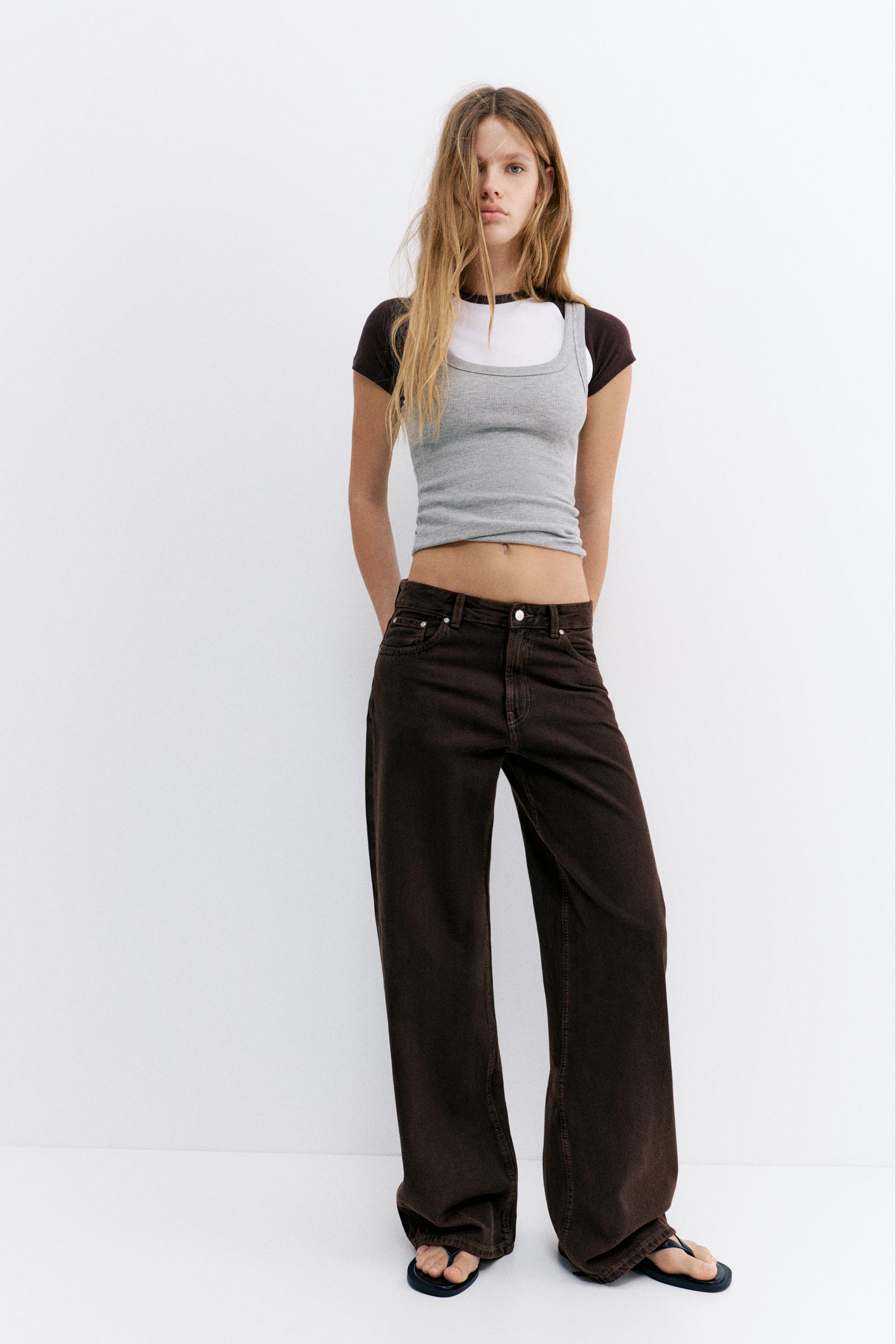 Mid-rise baggy jeans — Brown