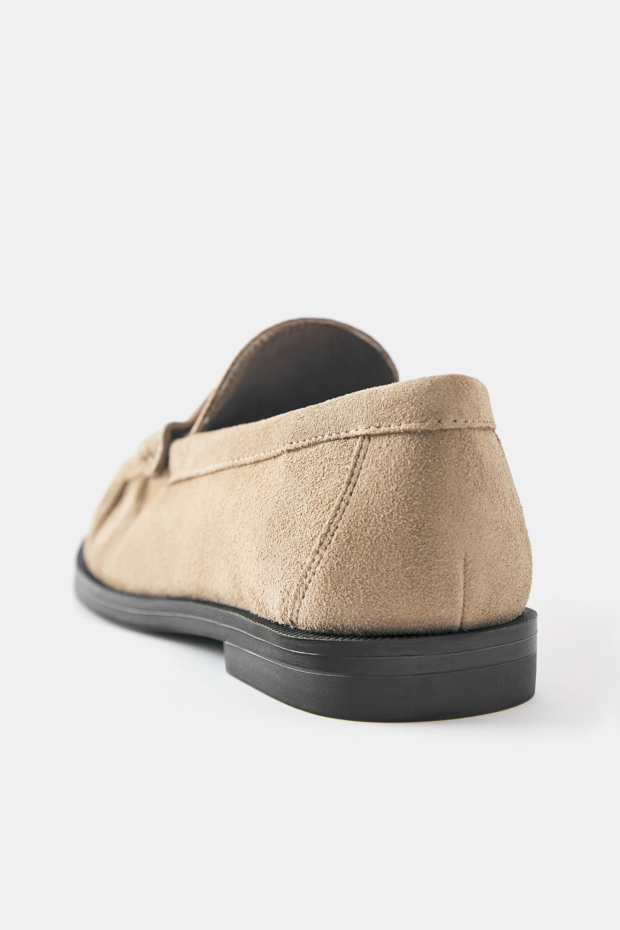 Leather gathered loafers — Brown