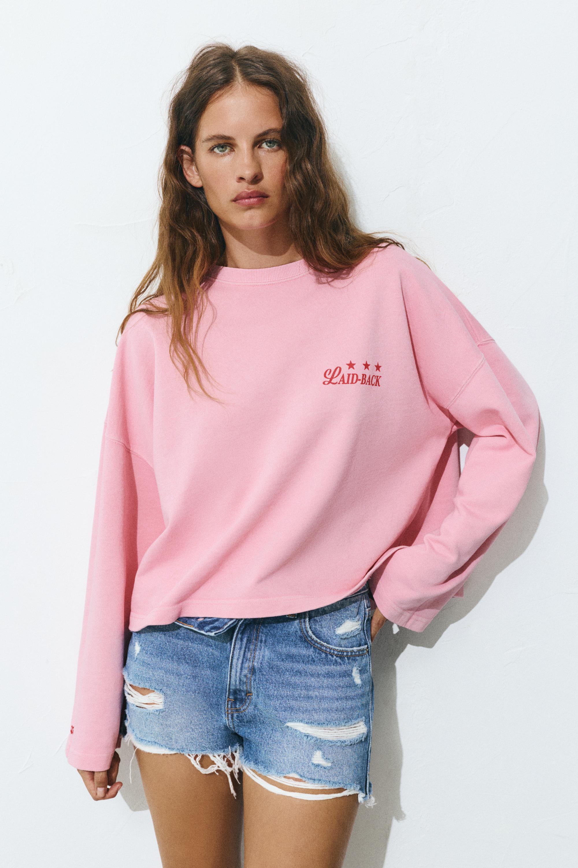 Yıldız desenli bisiklet yaka sweatshirt - Görsel 4
