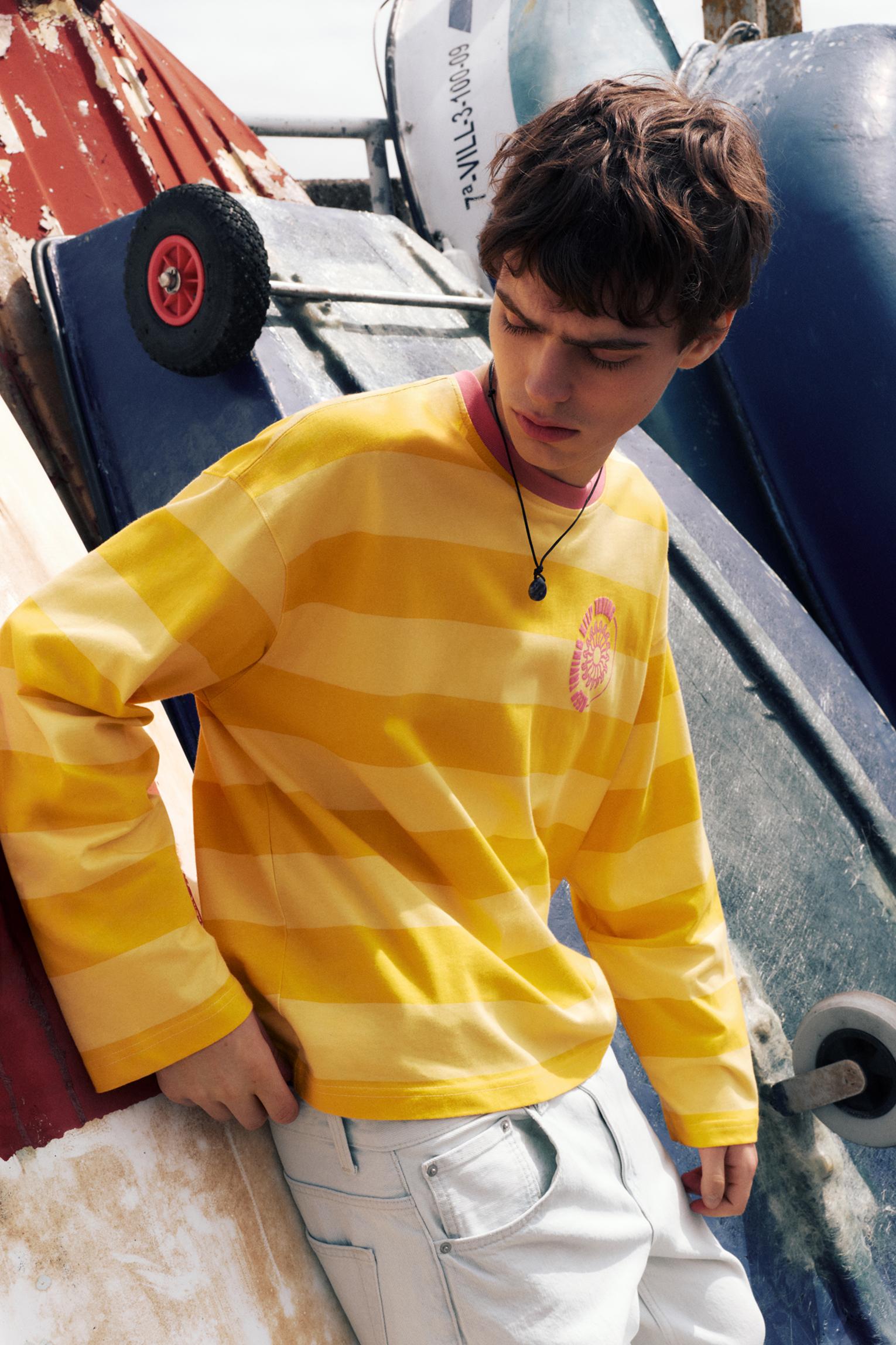 STWD boxy striped T-shirt — Yellow