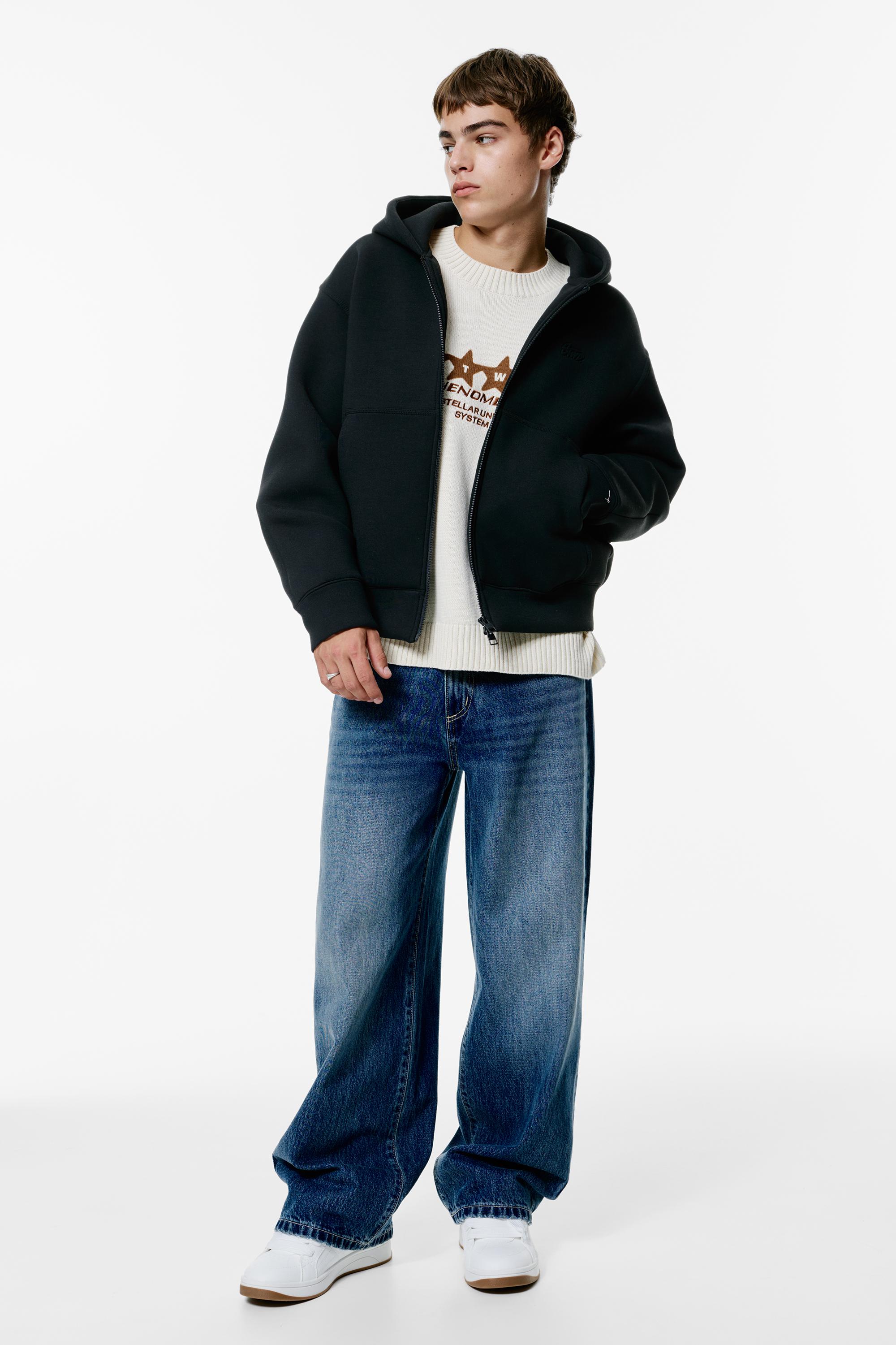 Sentetik kauçuk kumaş görünümlü kapüşonlu sweatshirt - Görsel 21
