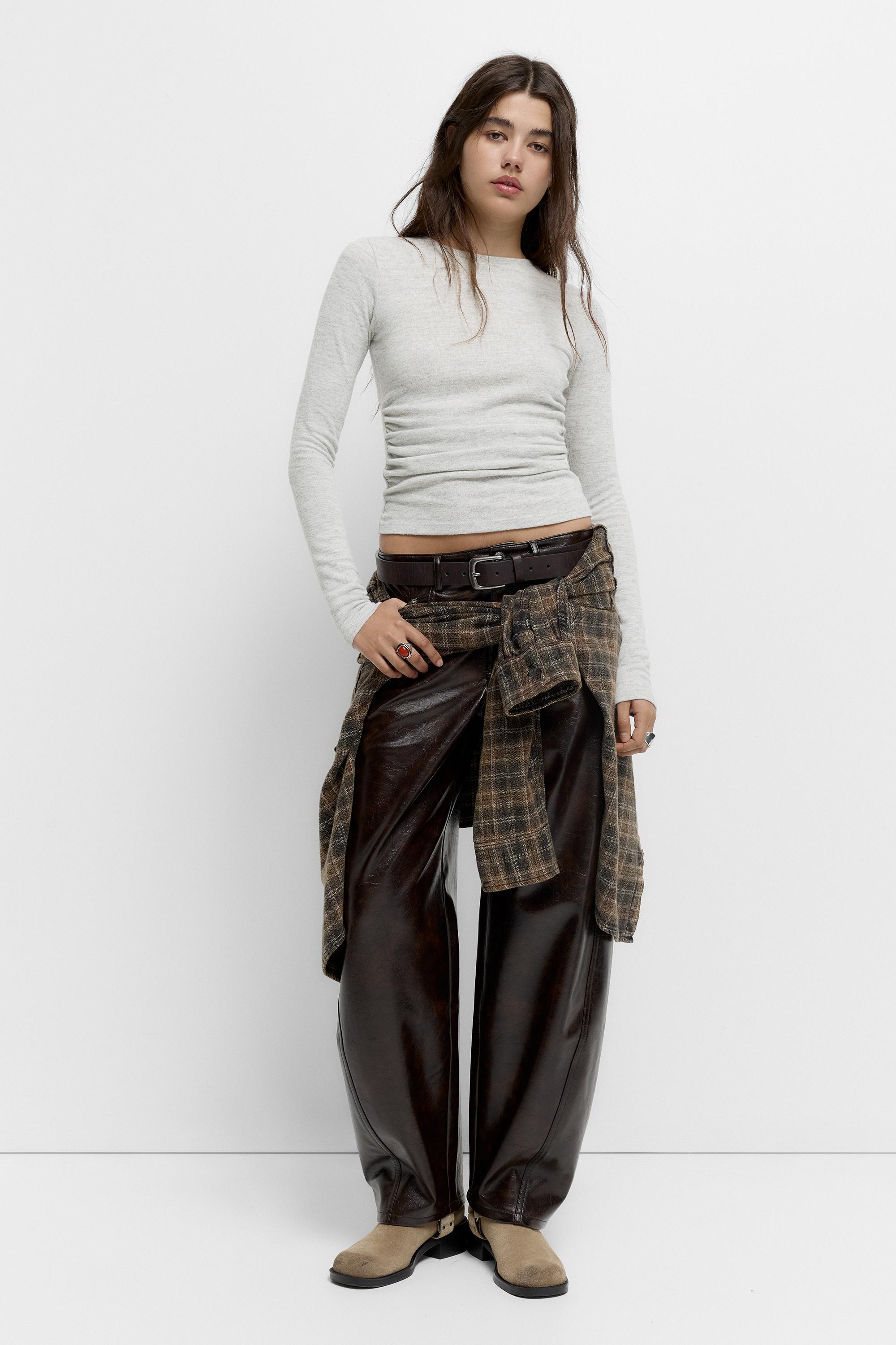 Büzgülü yumuşak dokulu tişört - Görsel 11