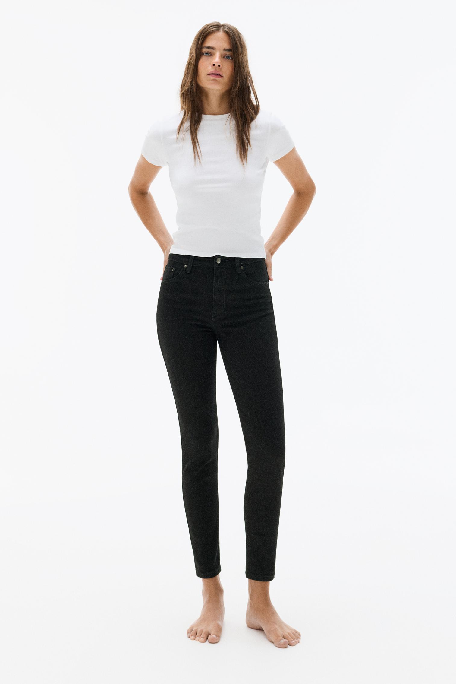 High-waist skinny jeans — Black marl