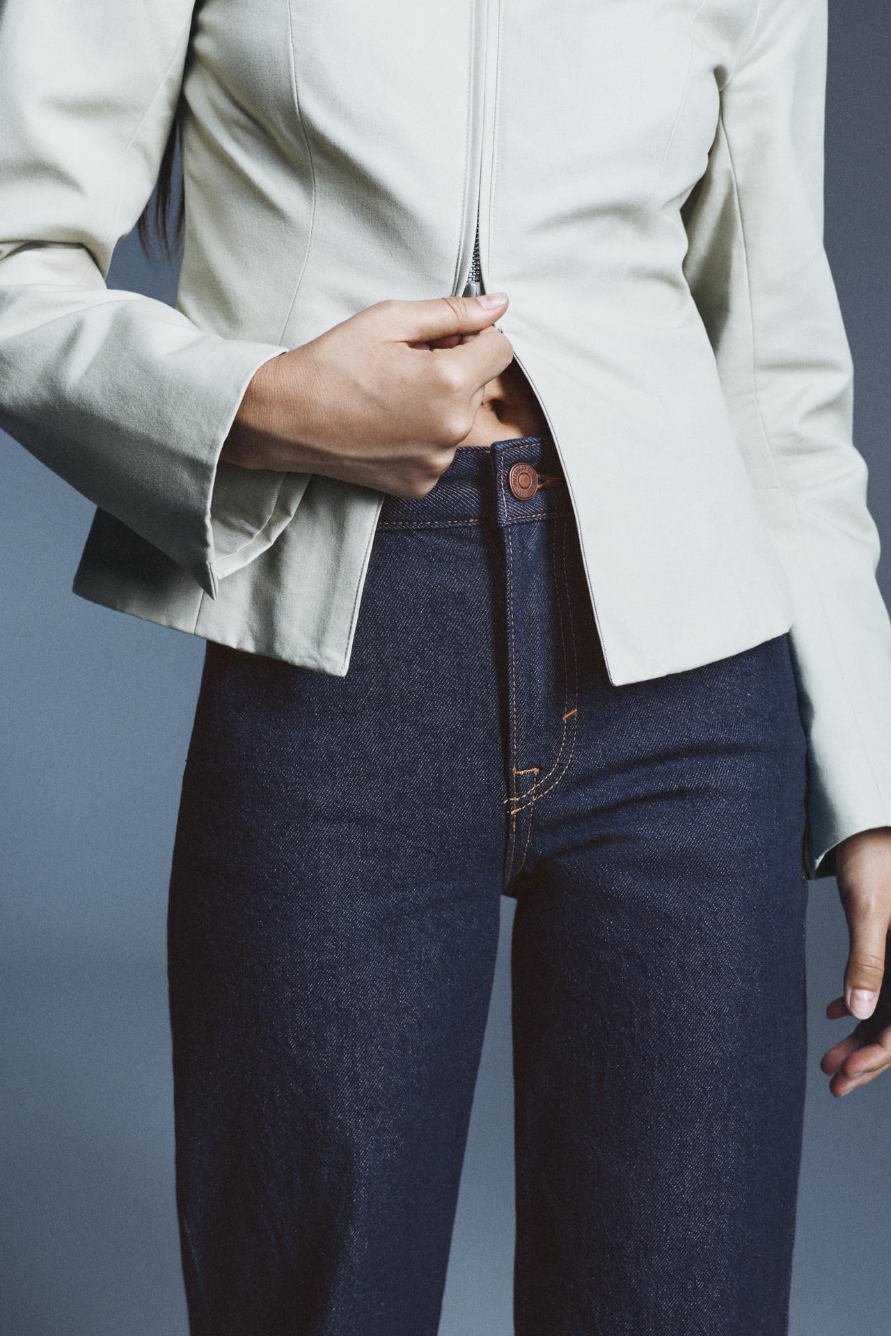 High-waist wide straight-leg jeans — Navy
