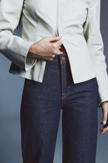 High-waist wide straight-leg jeans — Navy 4