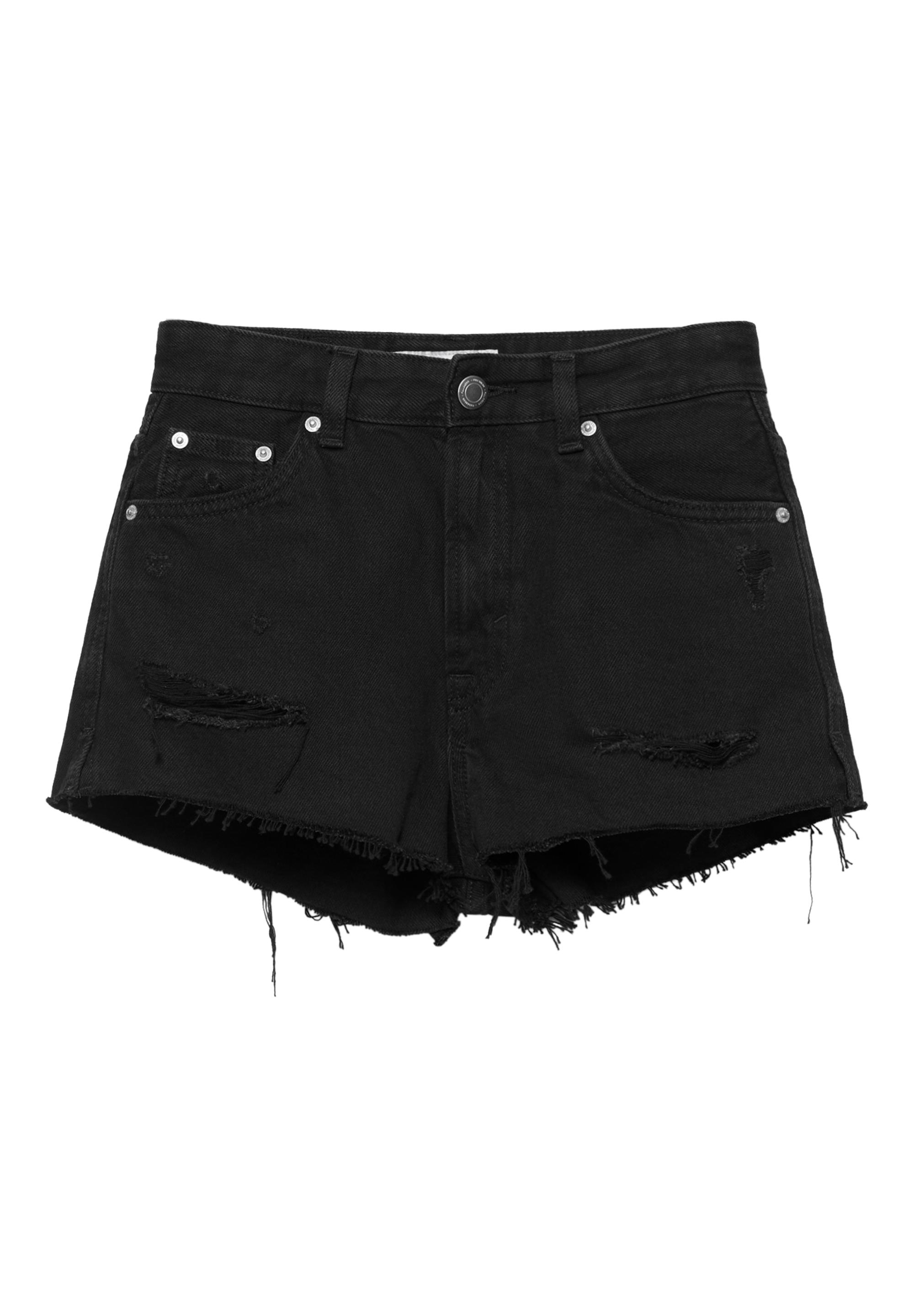 Mom fit yırtık denim şort - Görsel 8