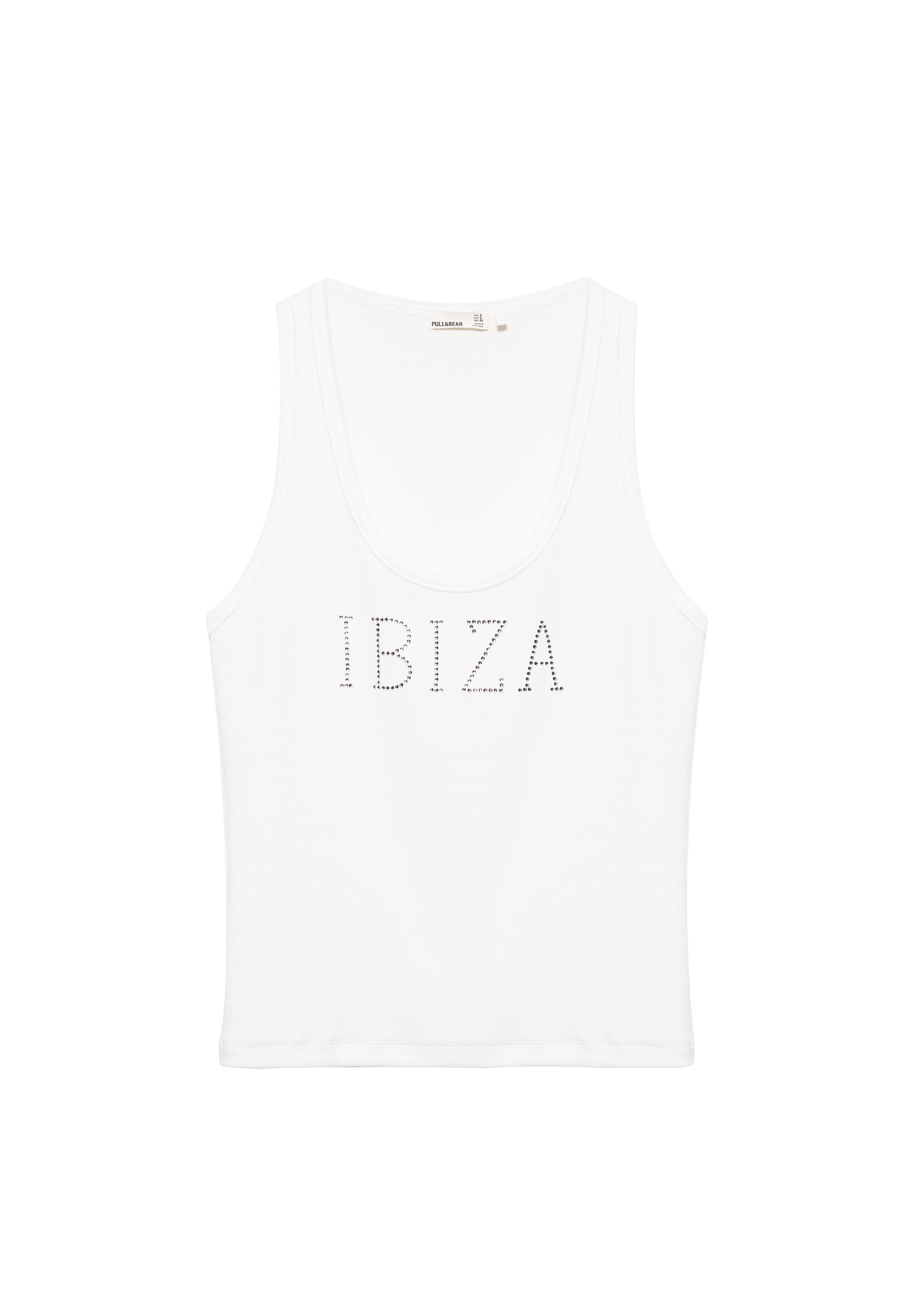 Ibiza rhinestone tank top — Ice