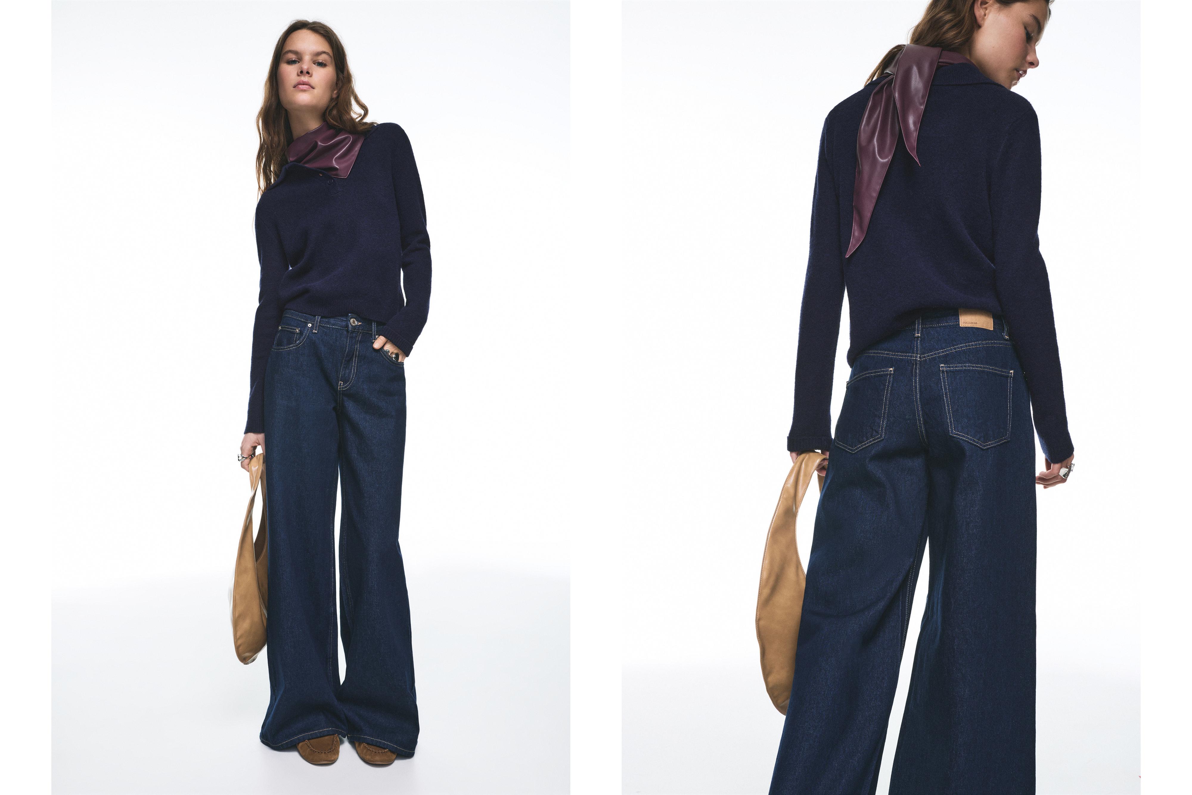 Low-rise wide-leg jeans — Dark blue