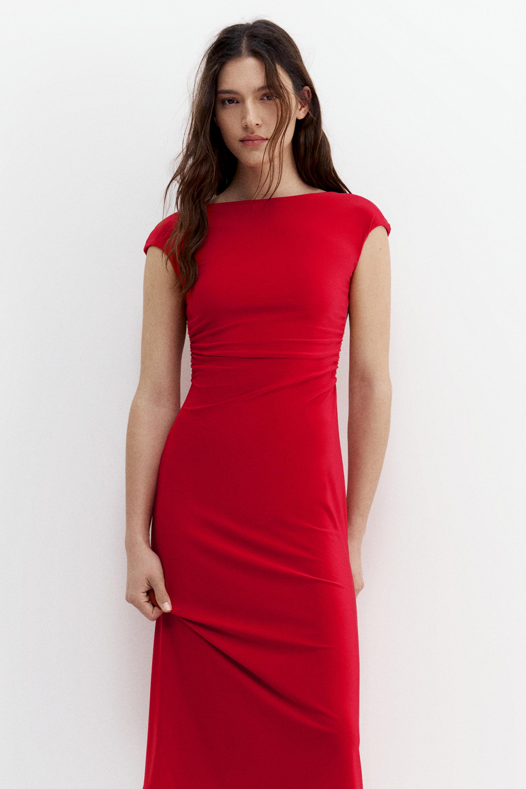 Sırtı açık midi elbise - Görsel 15