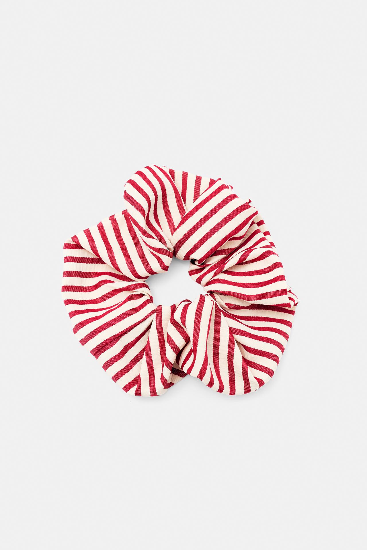 Striped scrunchie — Red