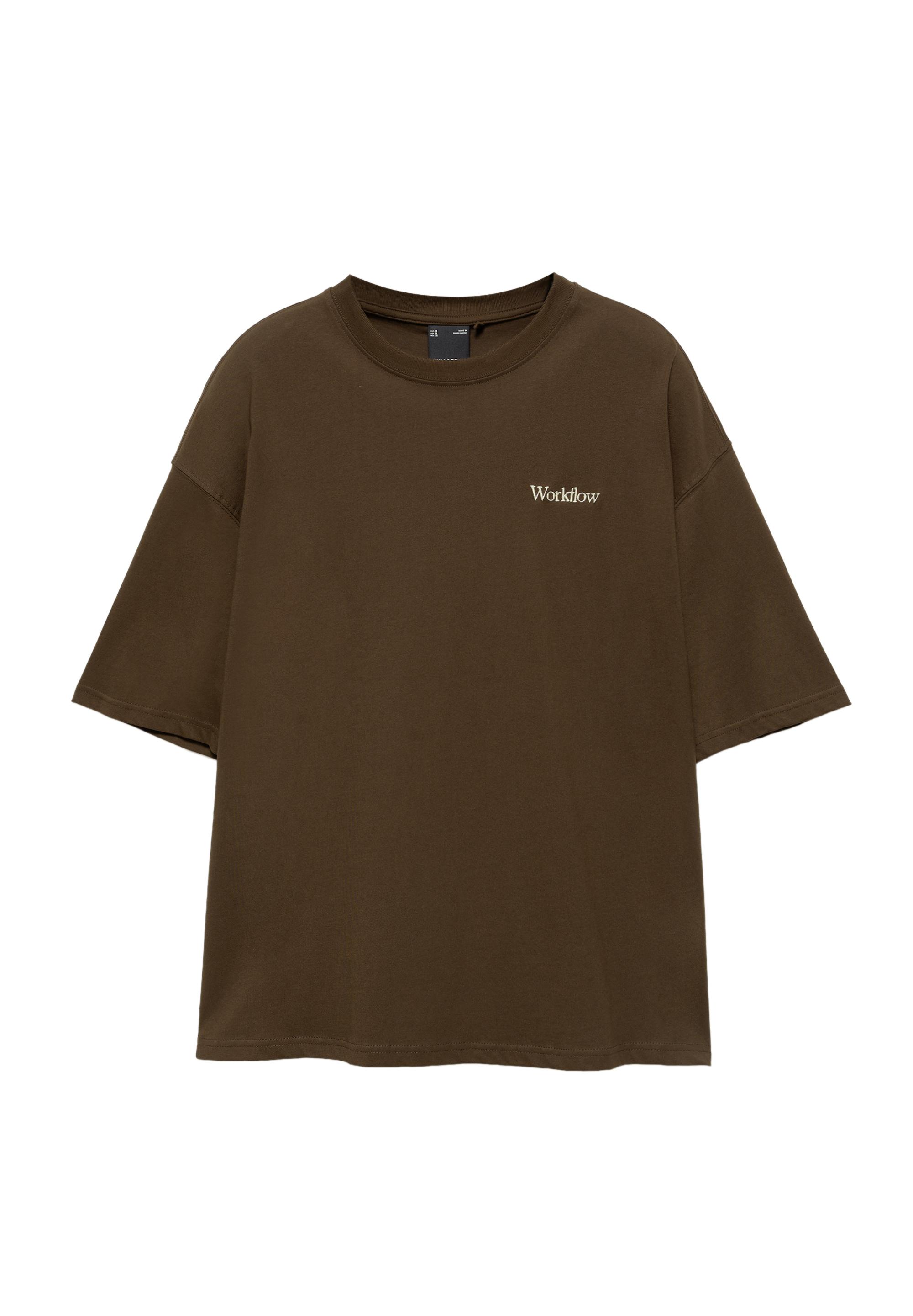 Pull&Bear Grafik yazılı relaxed tişört görsel 7