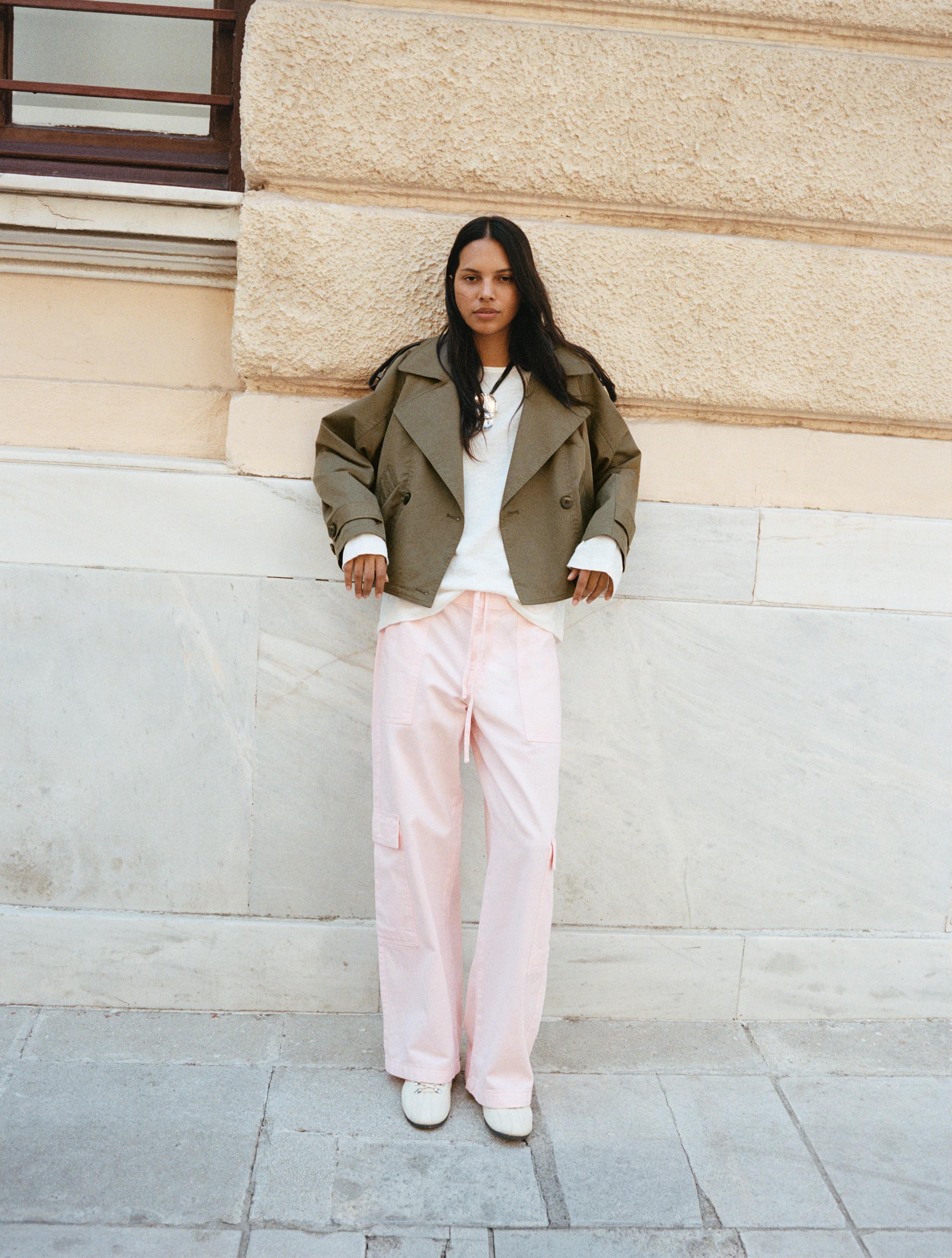 Straight pink cargo trousers — Pink