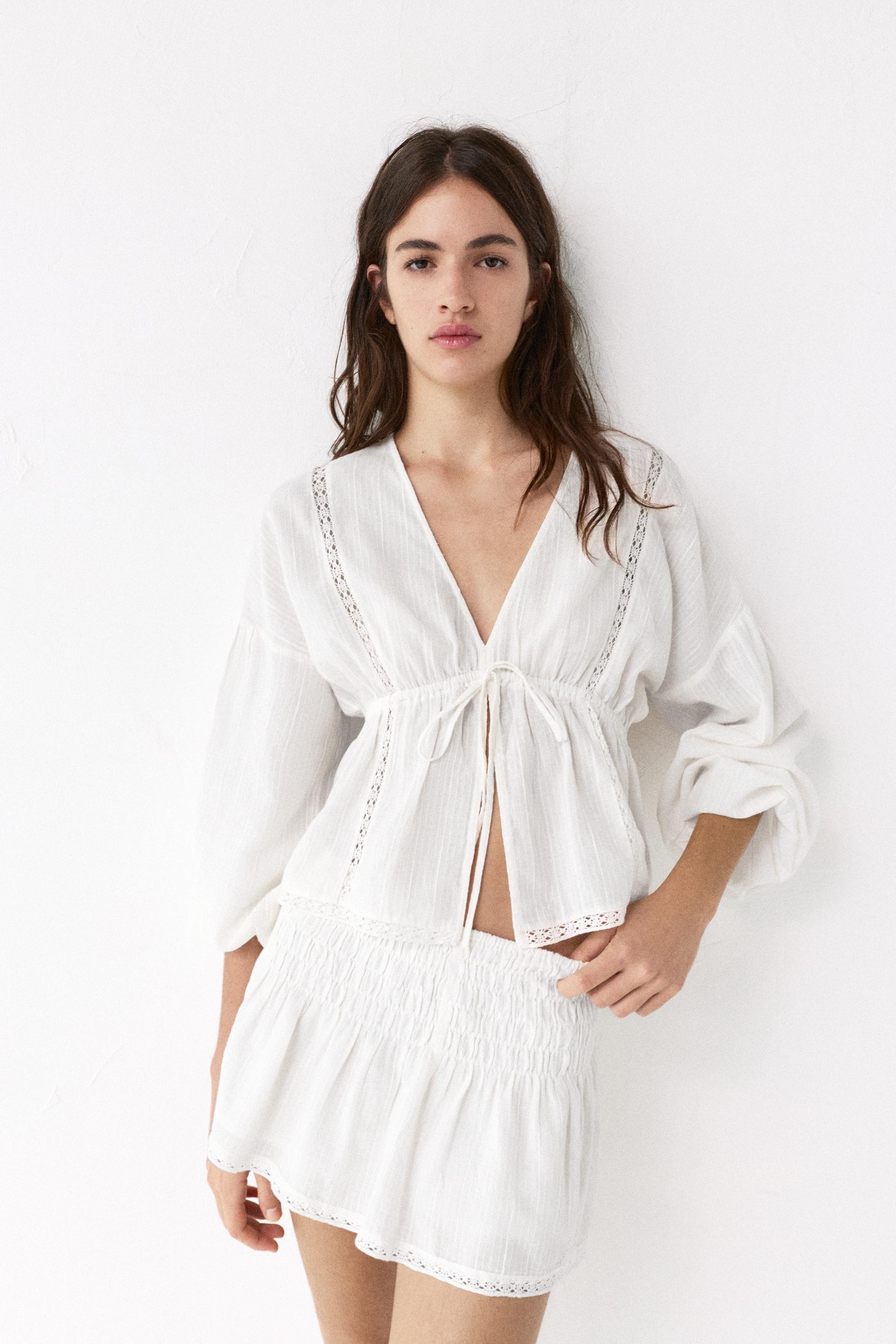 Ruffled skort — White