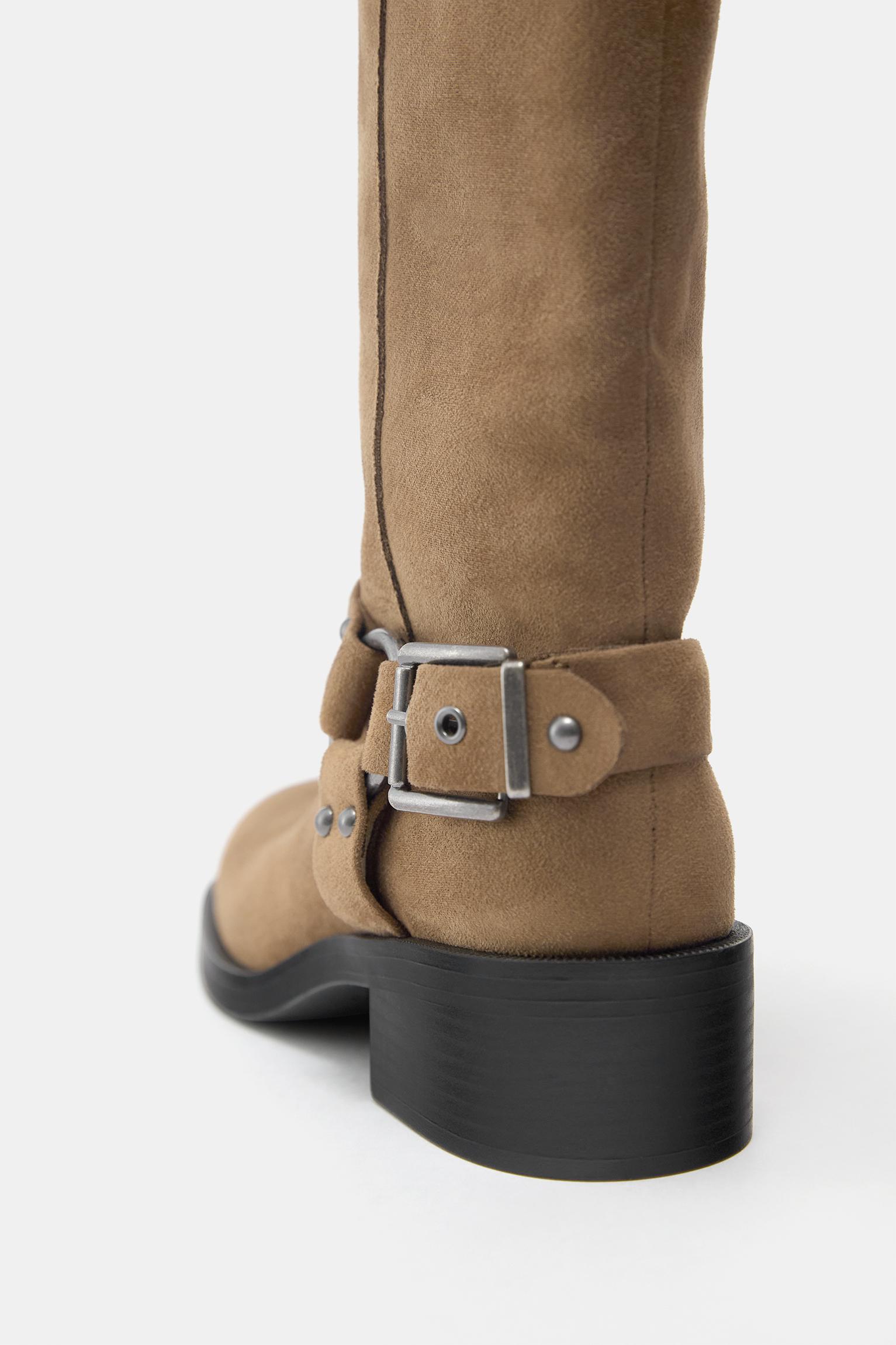 Tall biker boots — Sand
