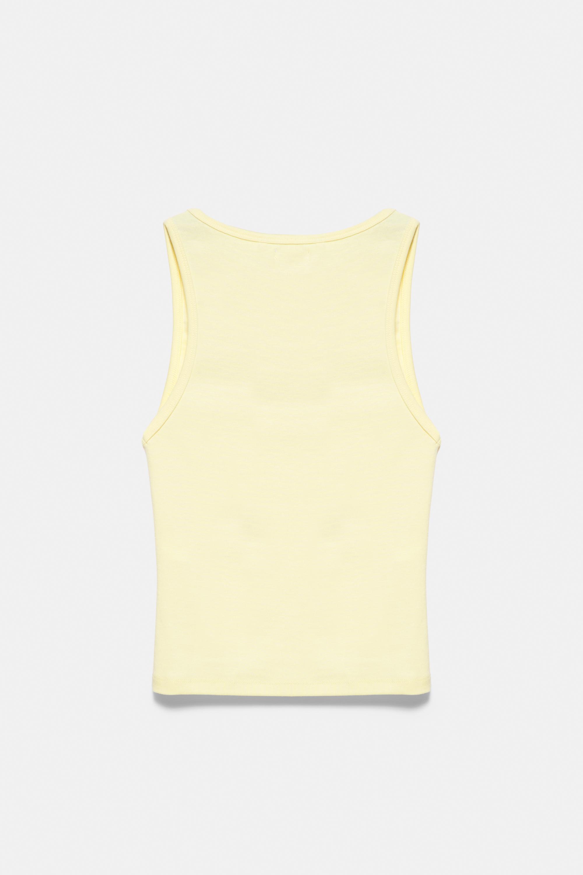 Yellow slogan tank top — Pale yellow