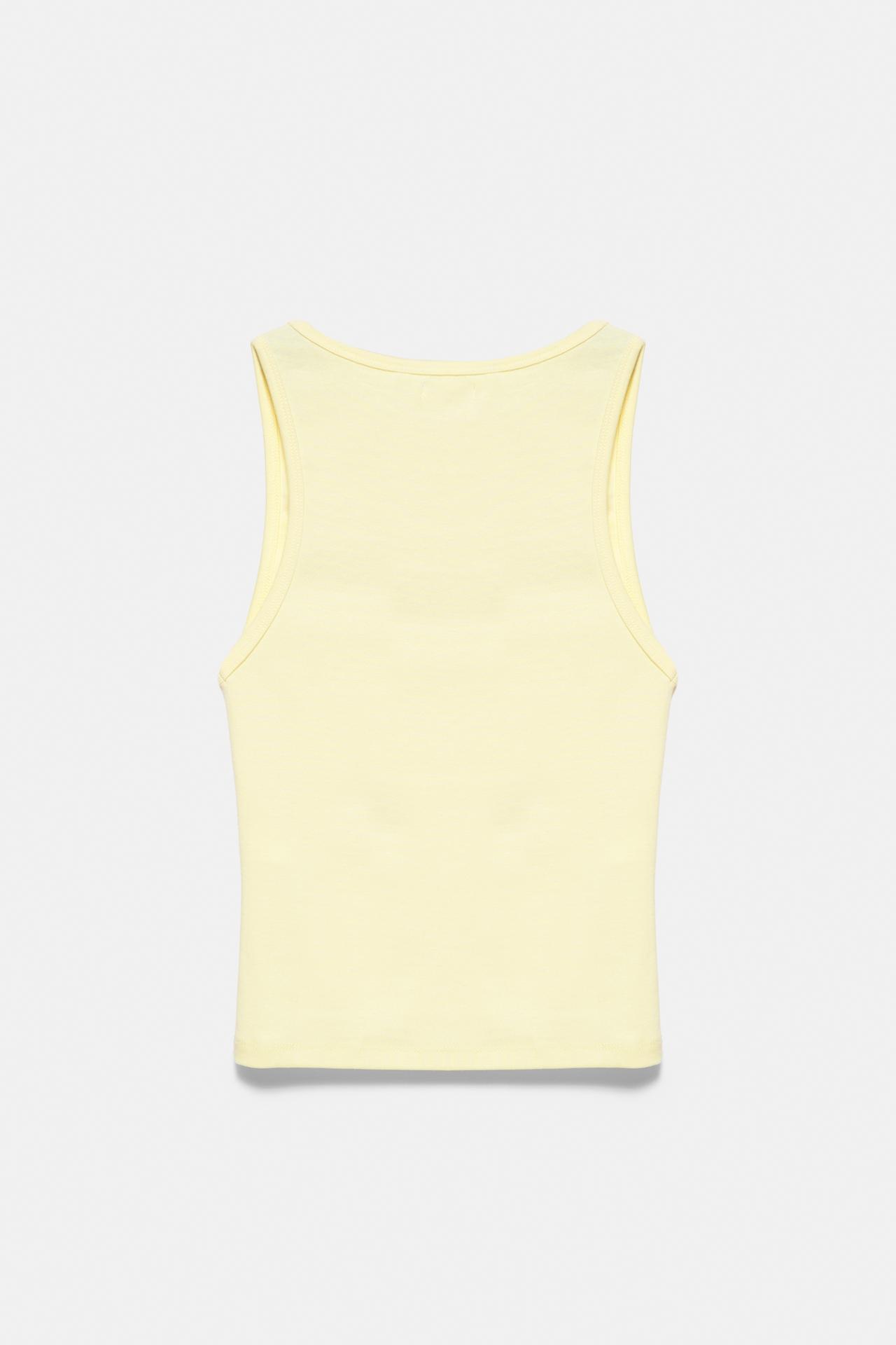 Yellow slogan tank top — Pale yellow